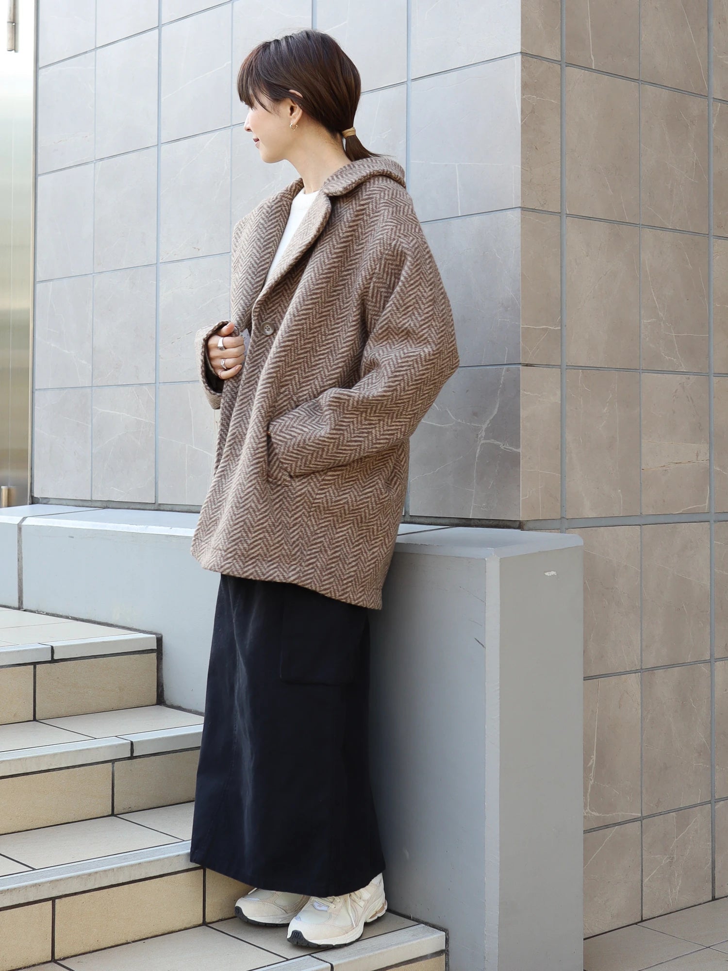 Kase Tweed Midi Cocoon Coat - American Holic