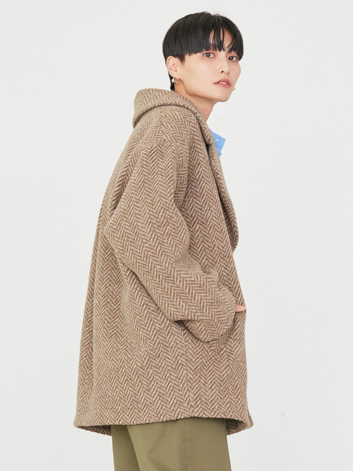 Kase Tweed Midi Cocoon Coat - American Holic