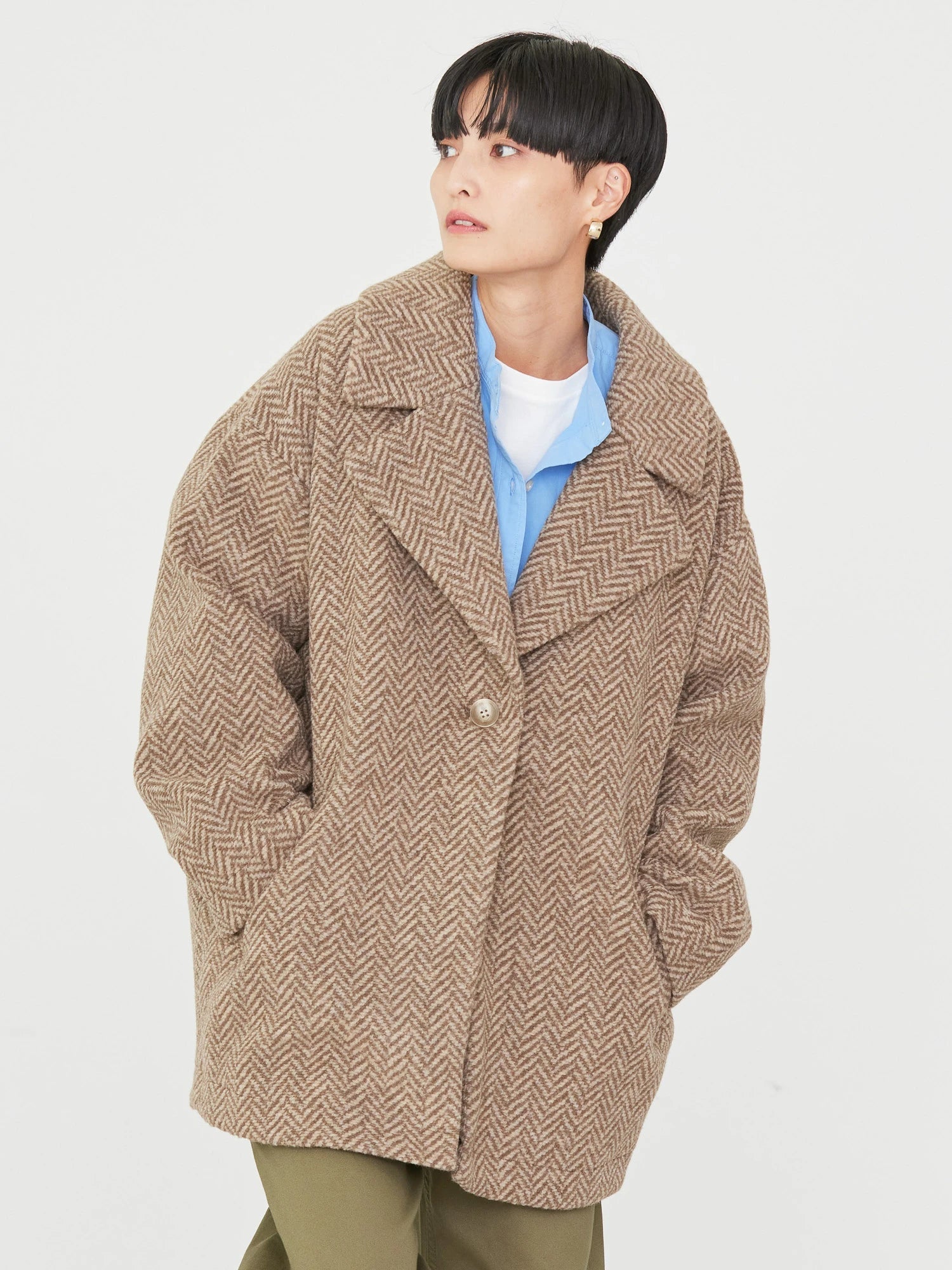 Kase Tweed Midi Cocoon Coat - American Holic