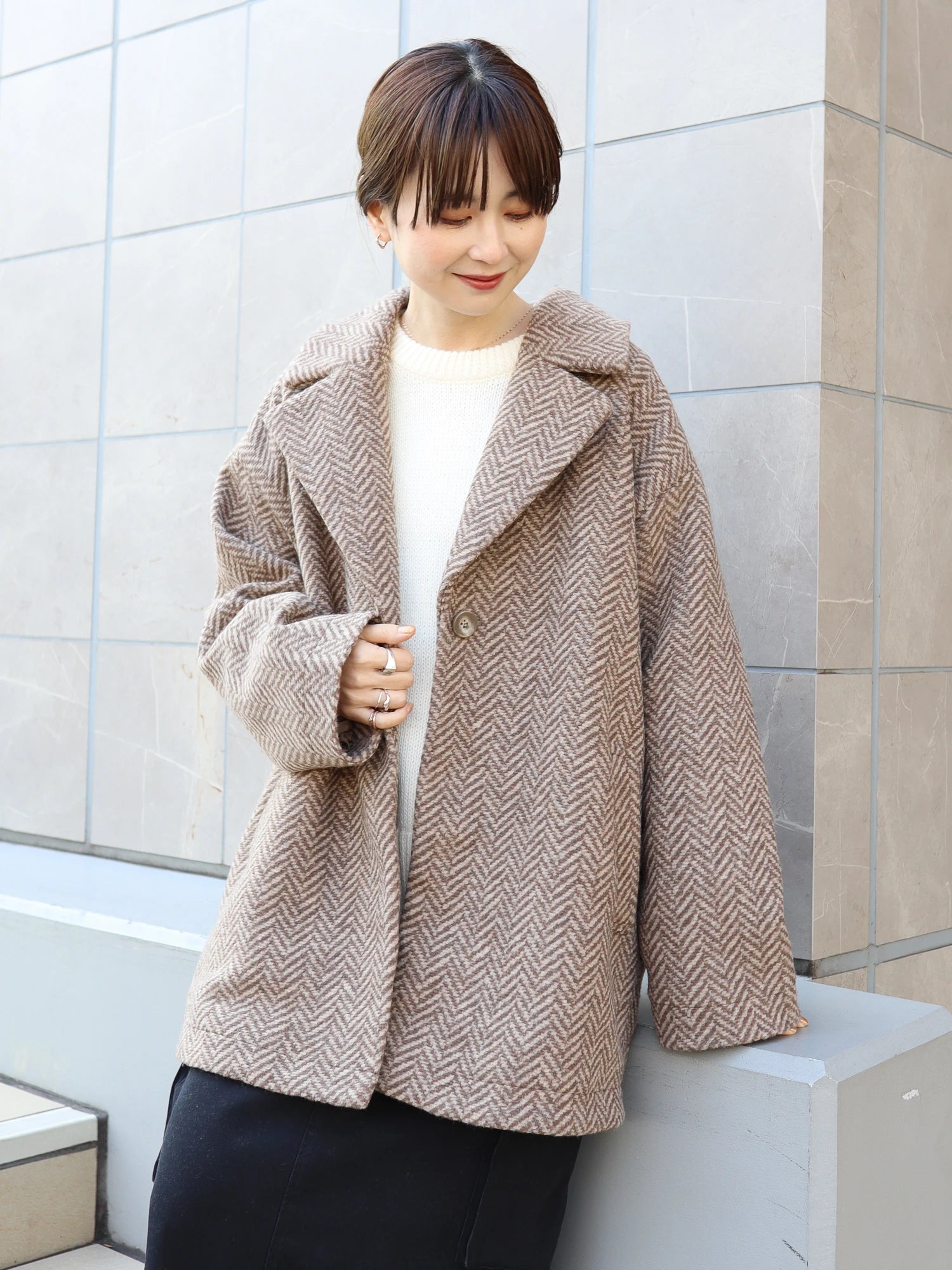 Kase Tweed Midi Cocoon Coat - American Holic