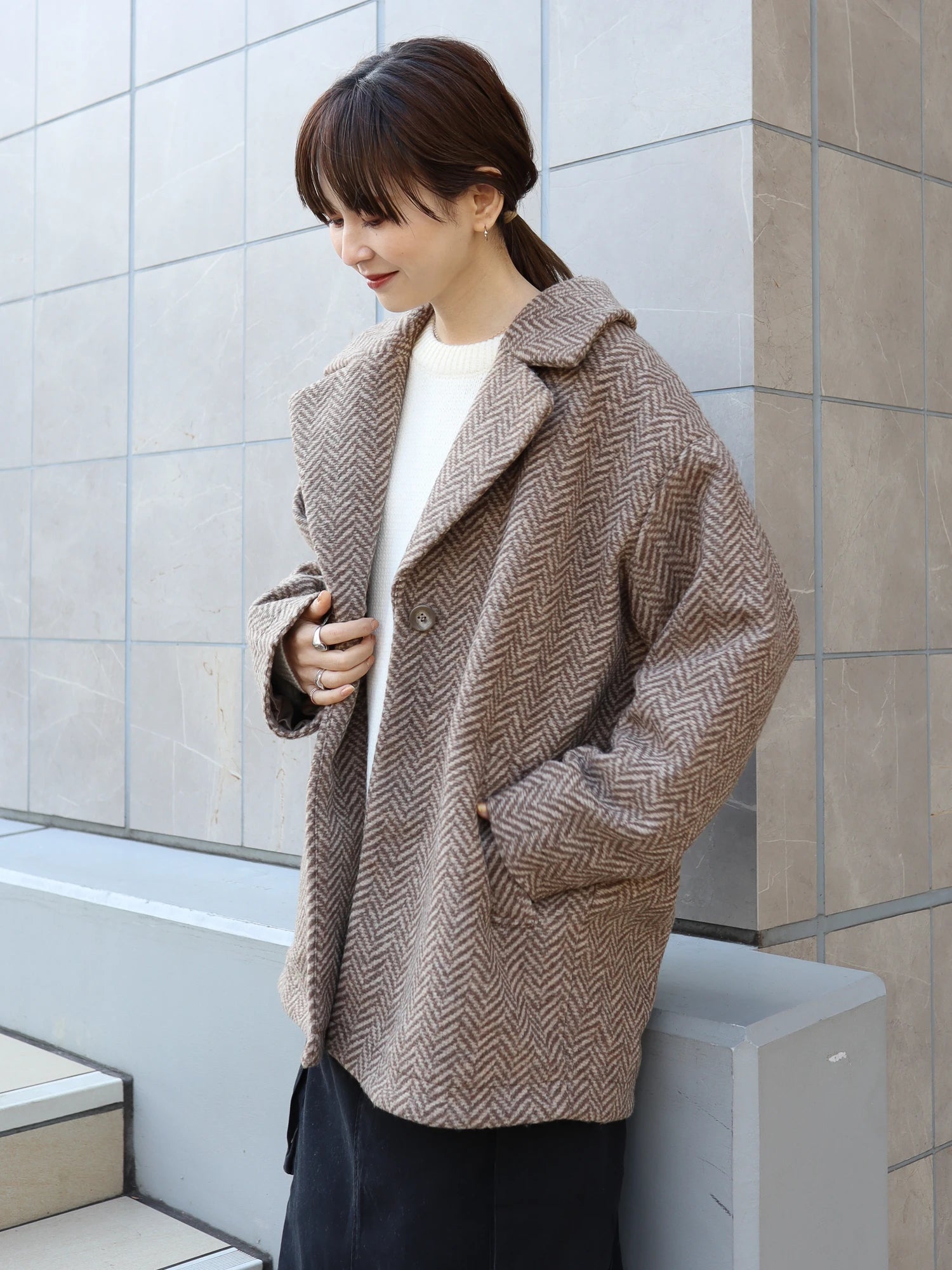 Kase Tweed Midi Cocoon Coat - American Holic