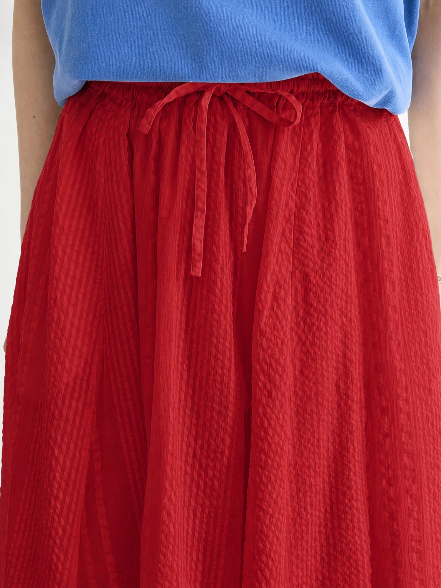 Kazami Indian Cotton Sheer Seersucker Gathered Skirt
