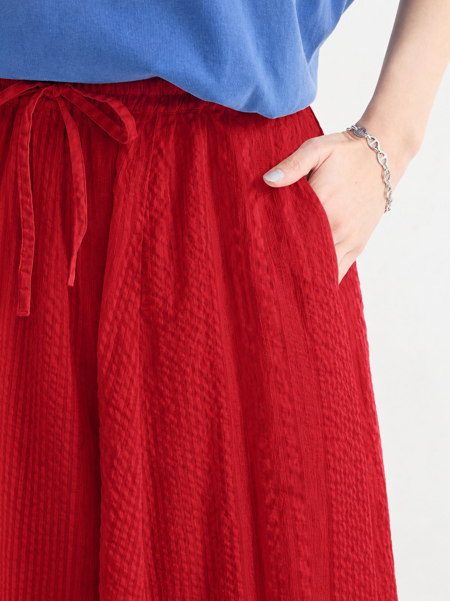 Kazami Indian Cotton Sheer Seersucker Gathered Skirt