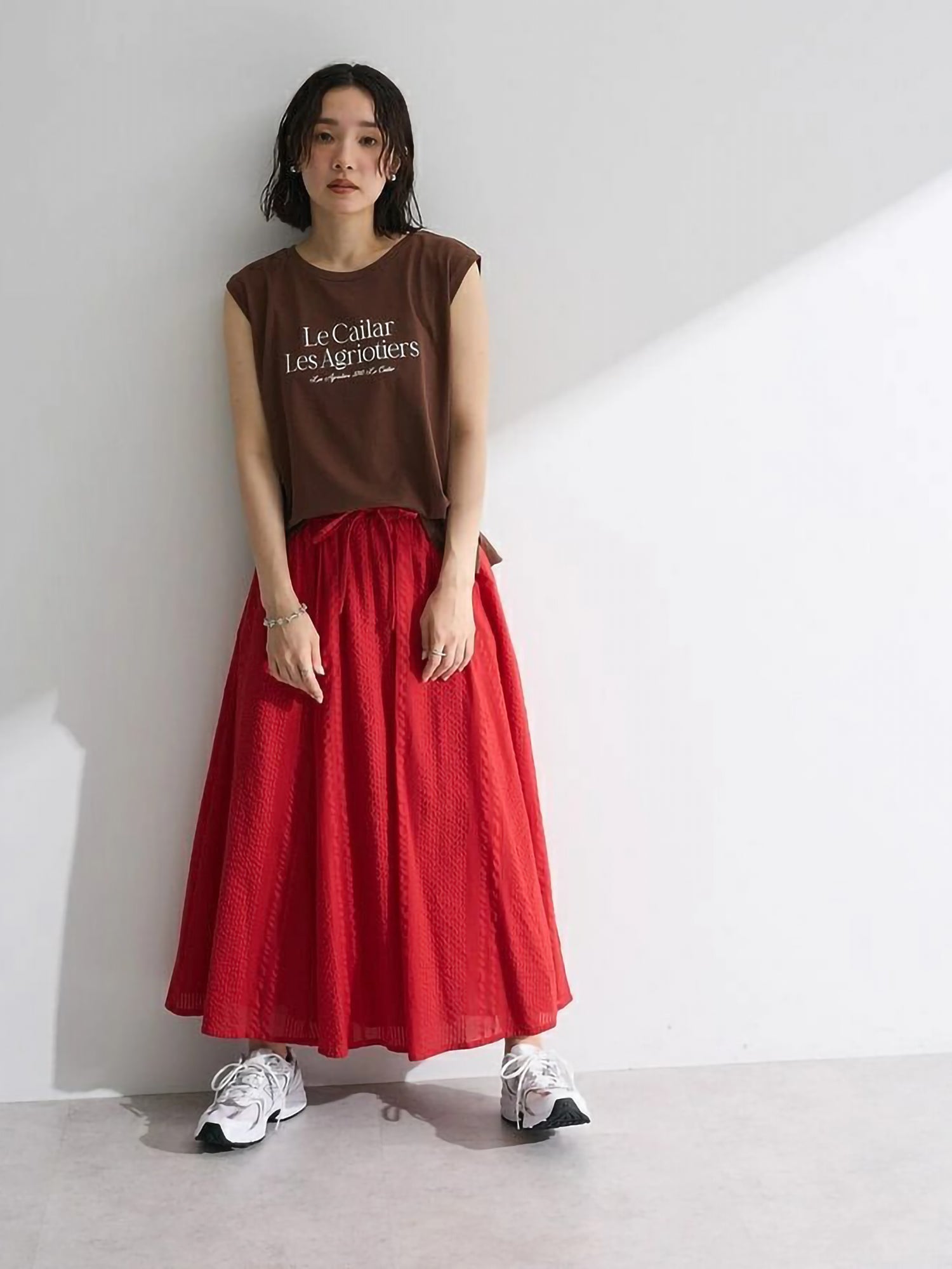 Kazami Indian Cotton Sheer Seersucker Gathered Skirt