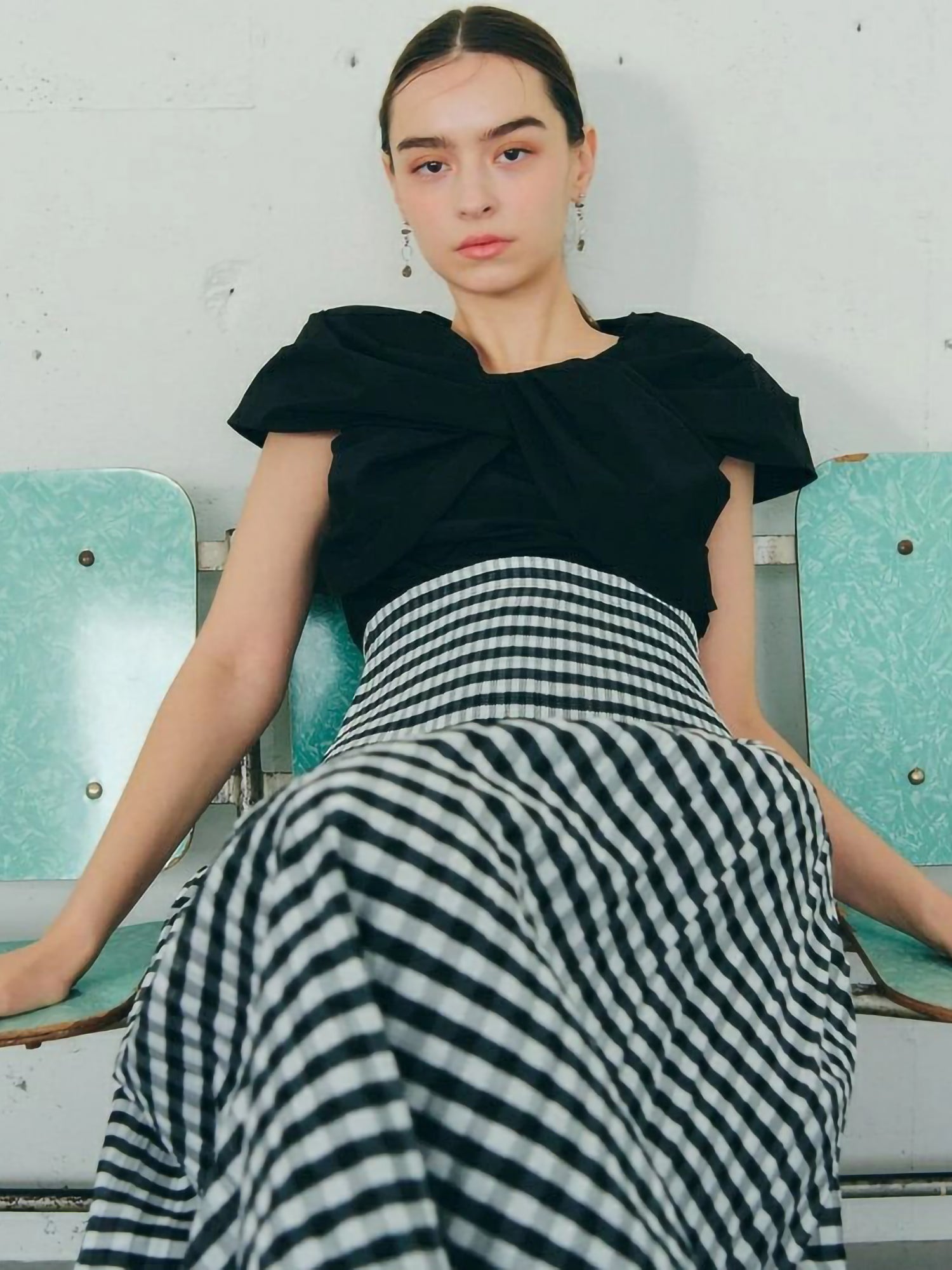Kazuna Reversible Check Flared Skirt