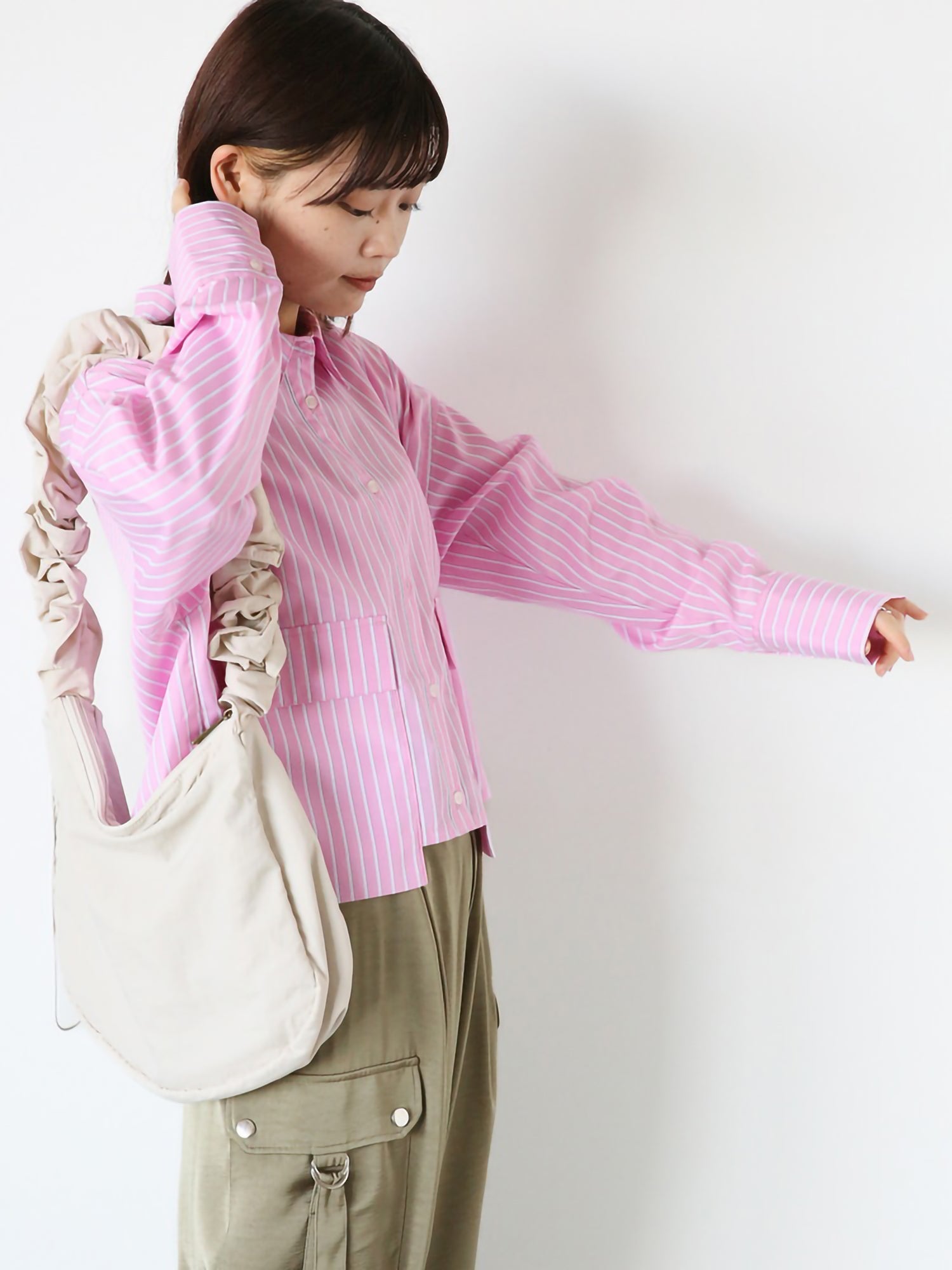 Kikuhane Short Striped Big Pocket Shirt