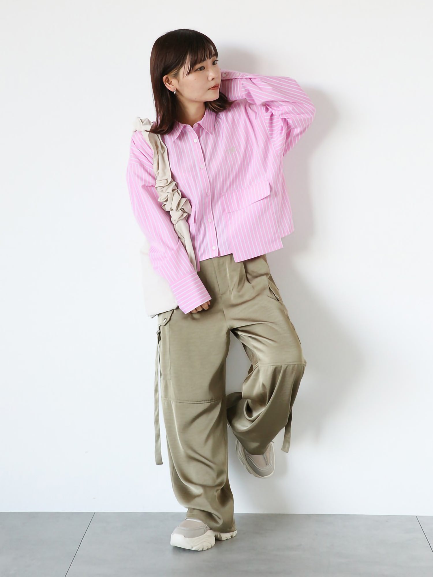 Kikuhane Short Striped Big Pocket Shirt