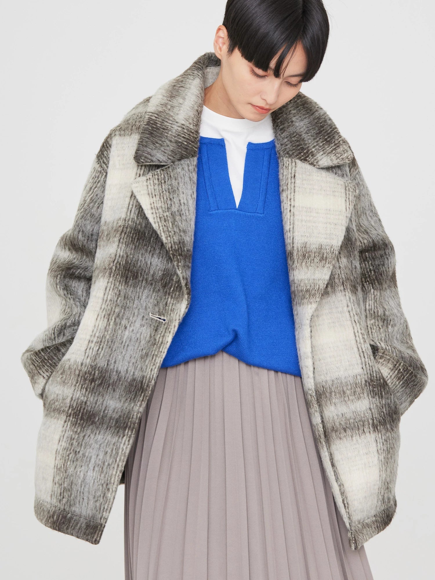 Kitacho Check Cocoon Midi Coat - American Holic