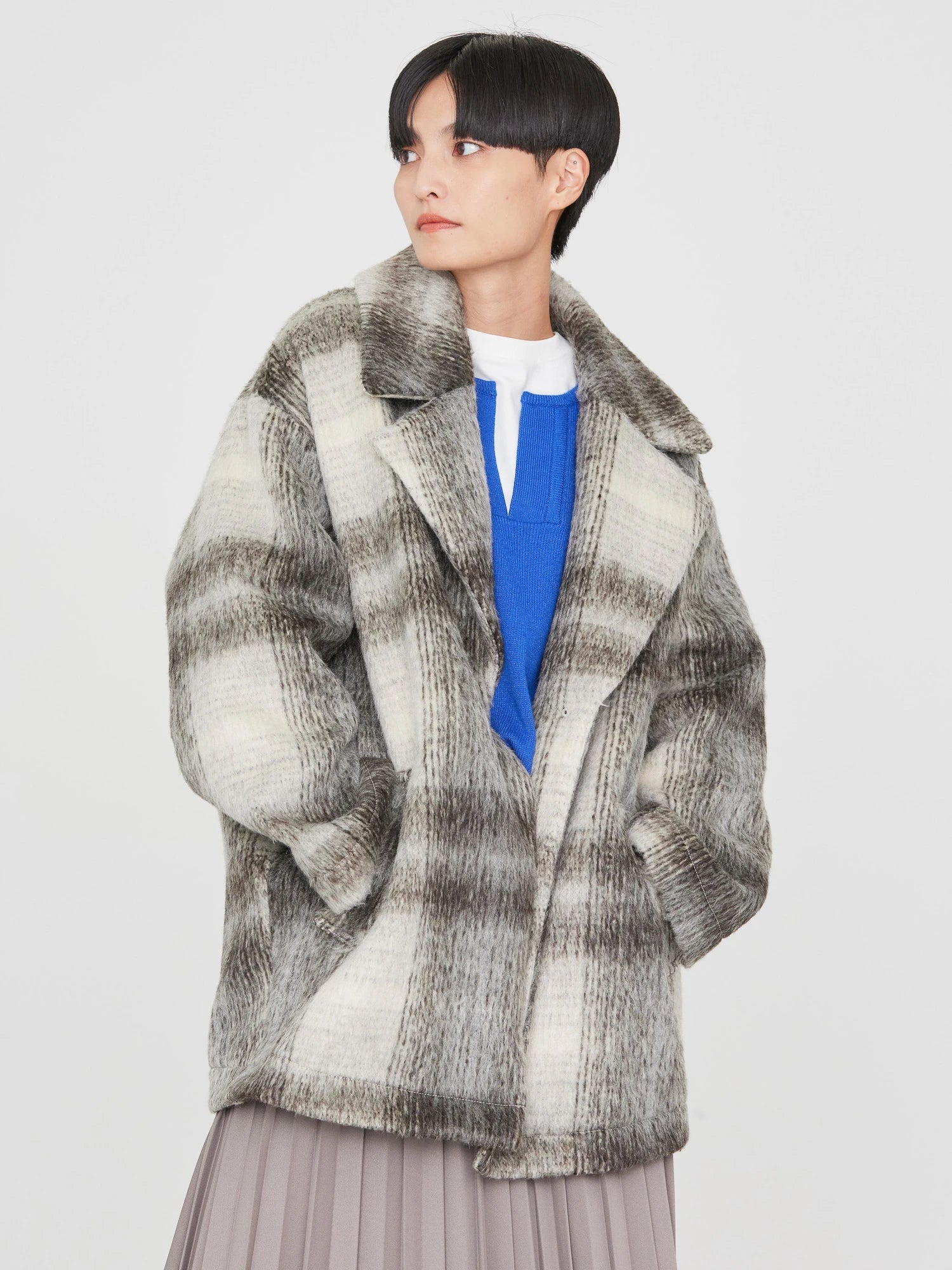 Kitacho Check Cocoon Midi Coat - American Holic