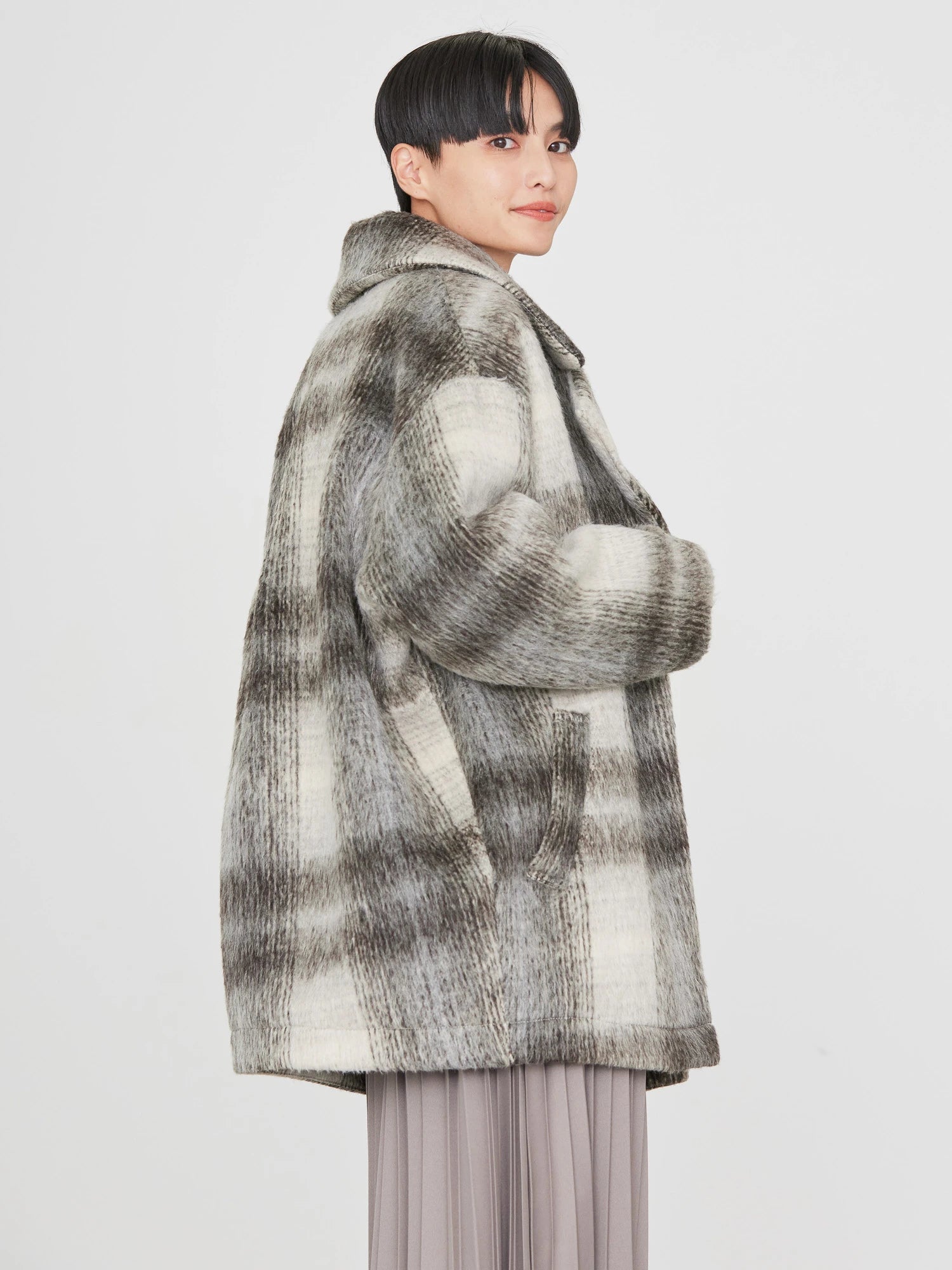 Kitacho Check Cocoon Midi Coat - American Holic