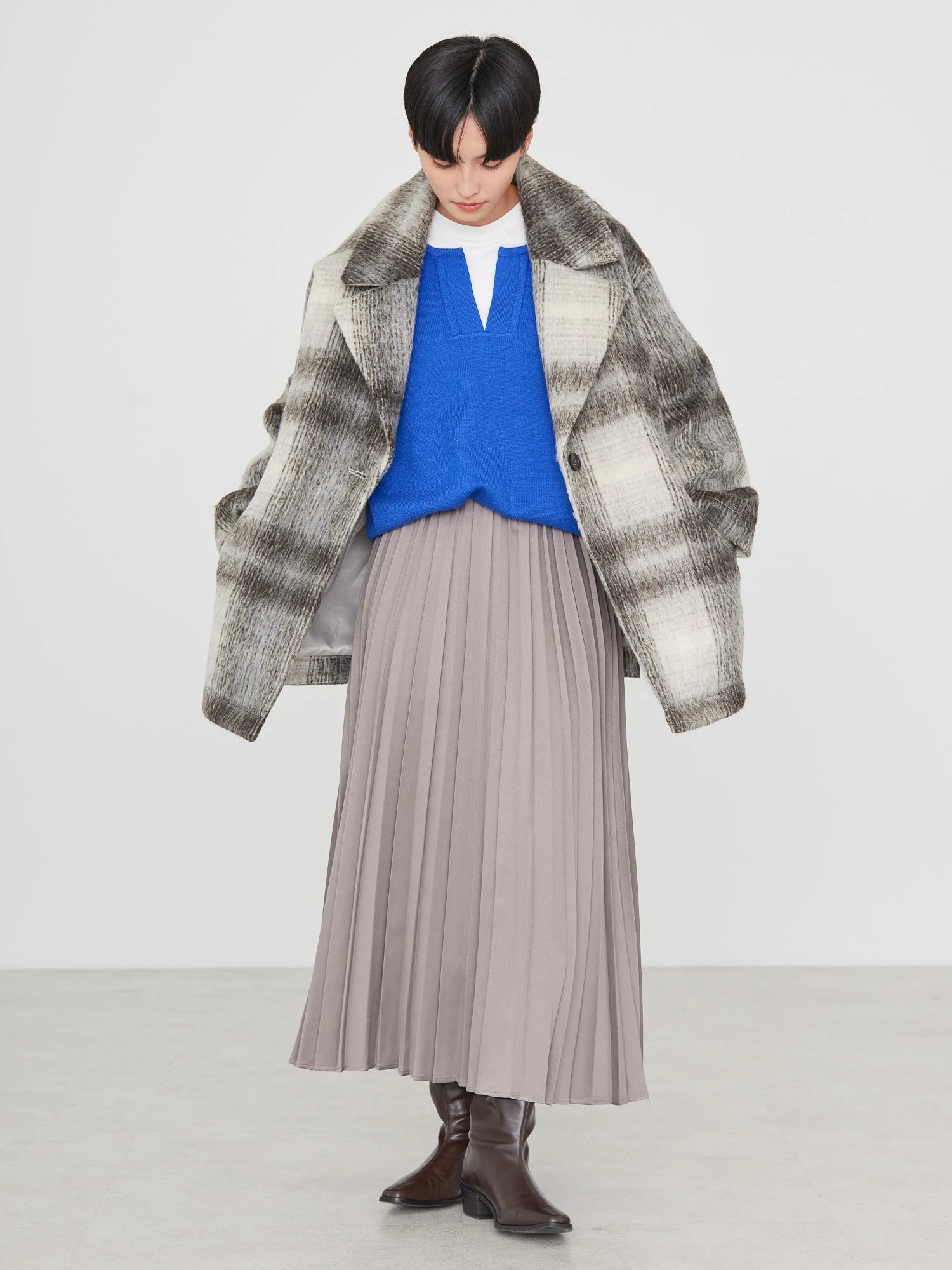 Kitacho Check Cocoon Midi Coat - American Holic