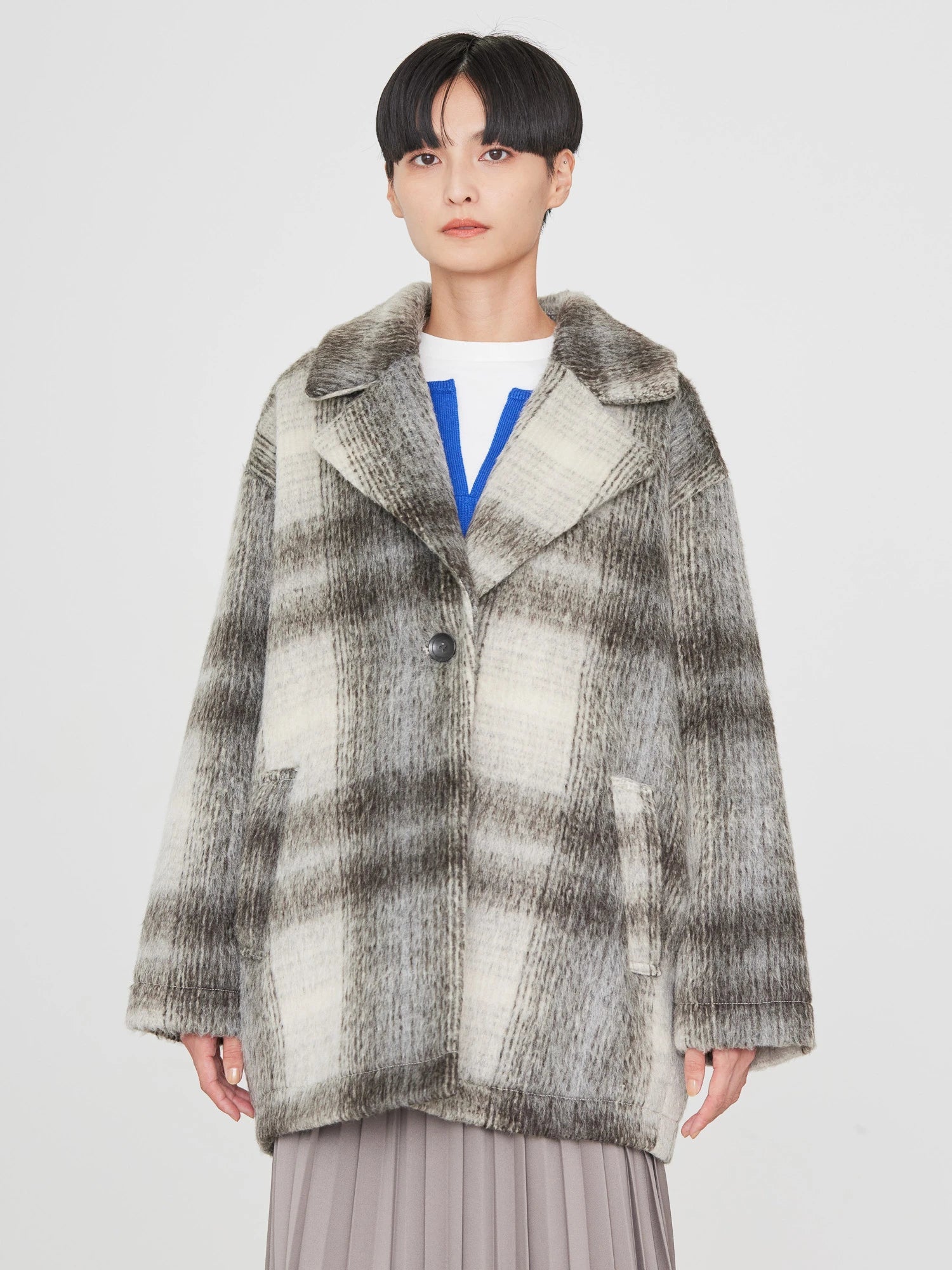 Kitacho Check Cocoon Midi Coat - American Holic