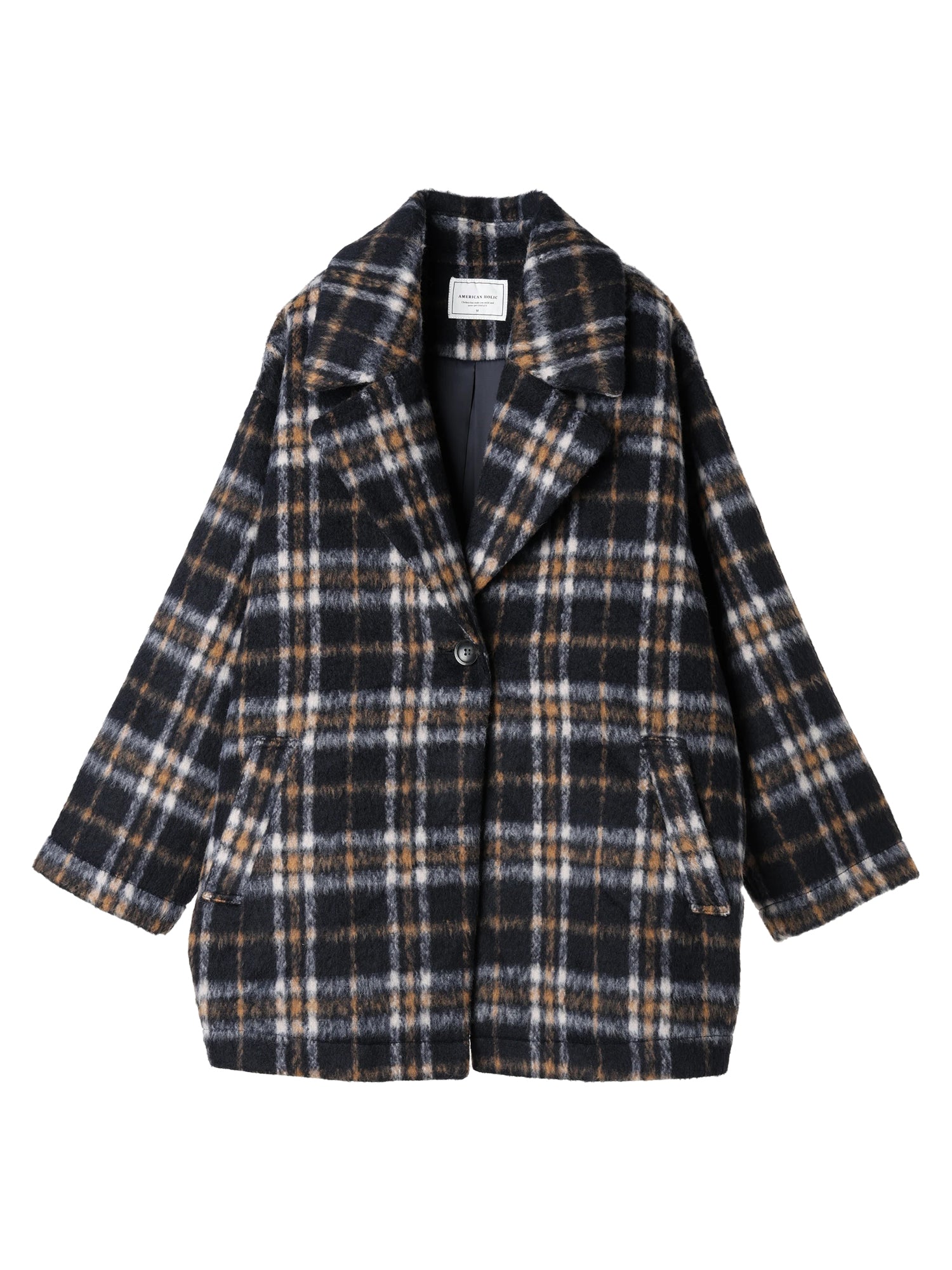 Kitacho Check Cocoon Midi Coat - American Holic