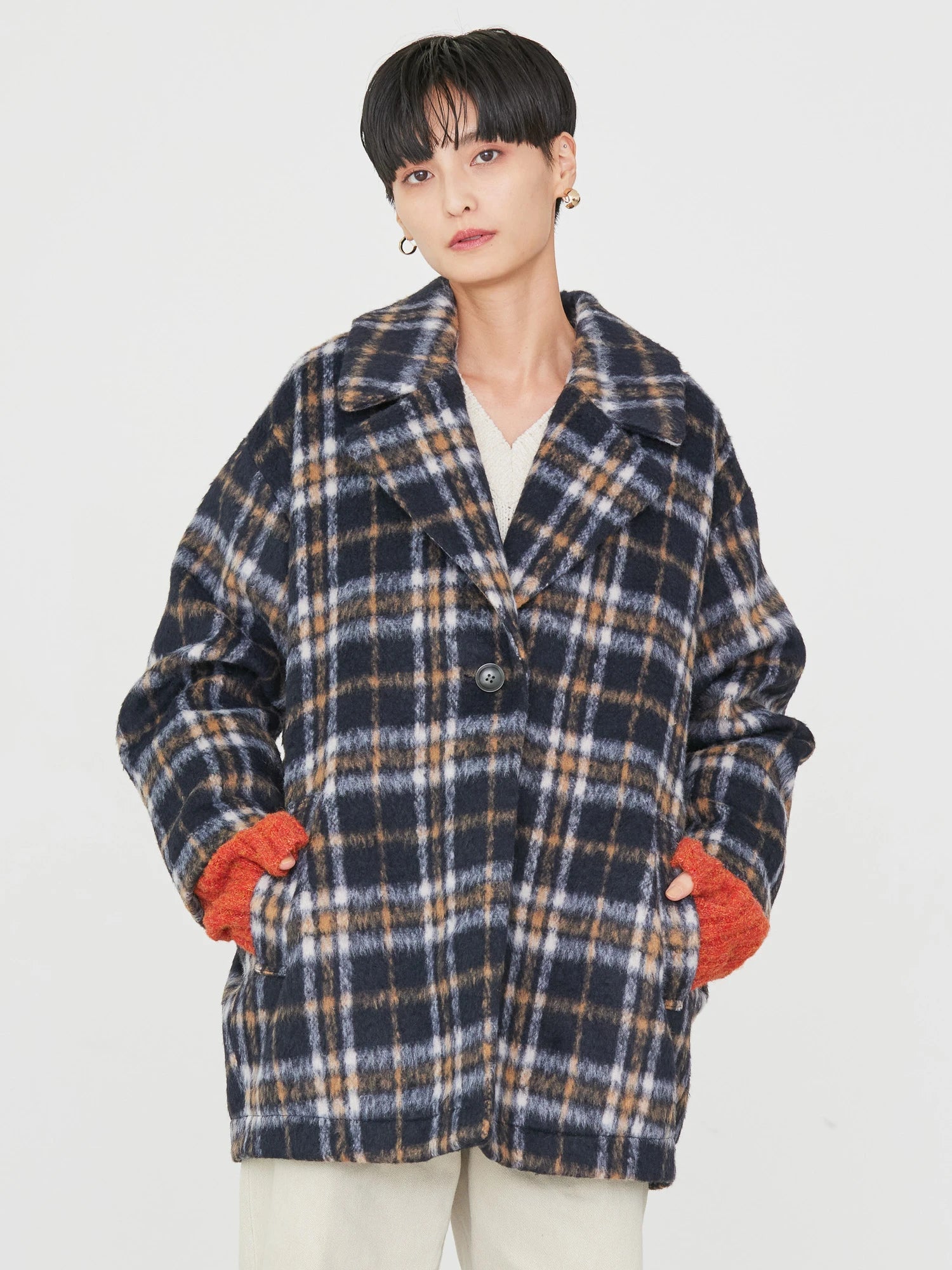 Kitacho Check Cocoon Midi Coat - American Holic