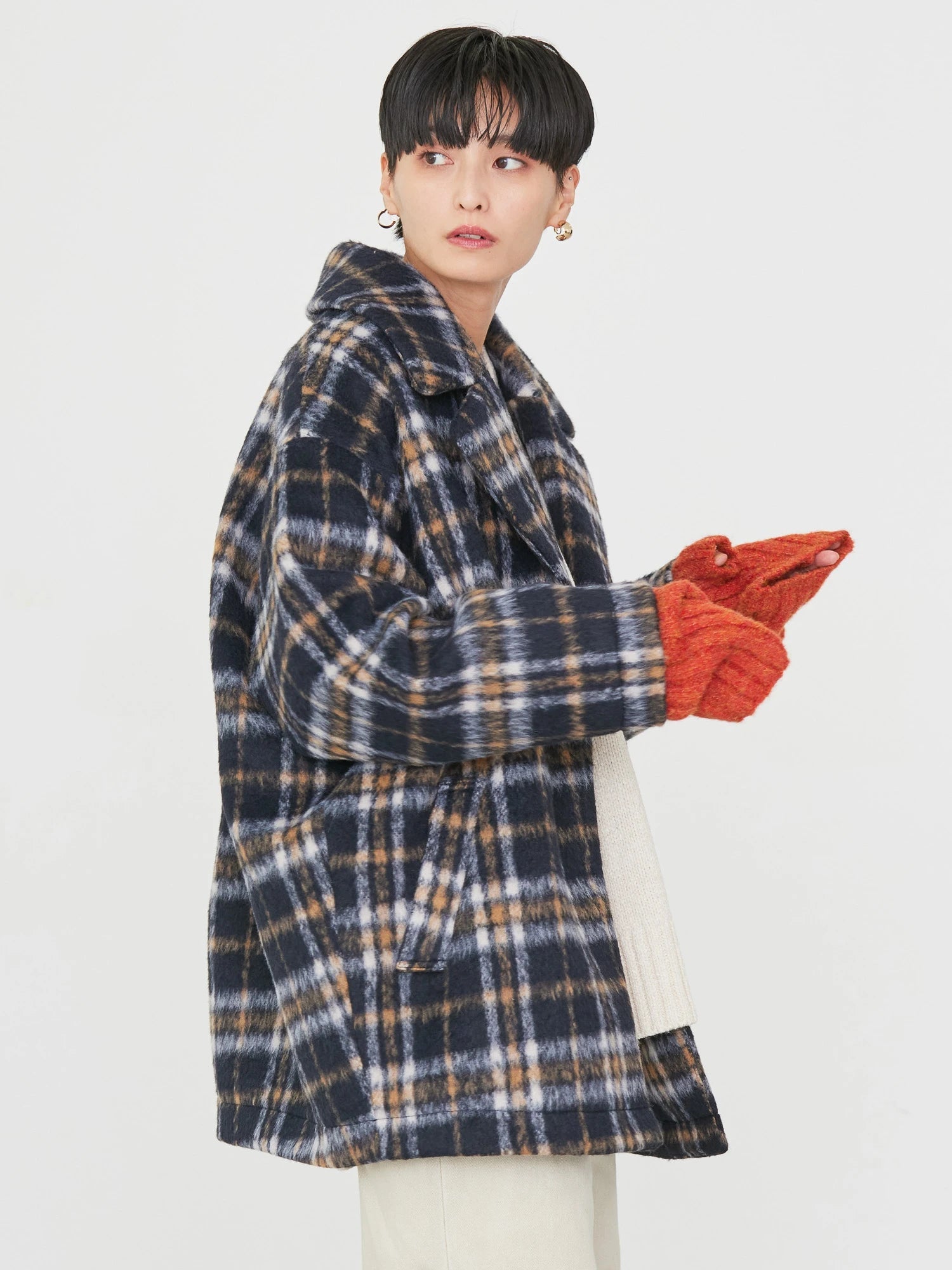 Kitacho Check Cocoon Midi Coat - American Holic