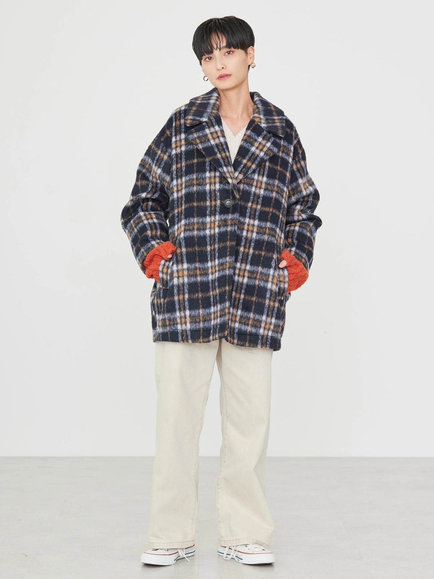 Kitacho Check Cocoon Midi Coat - American Holic