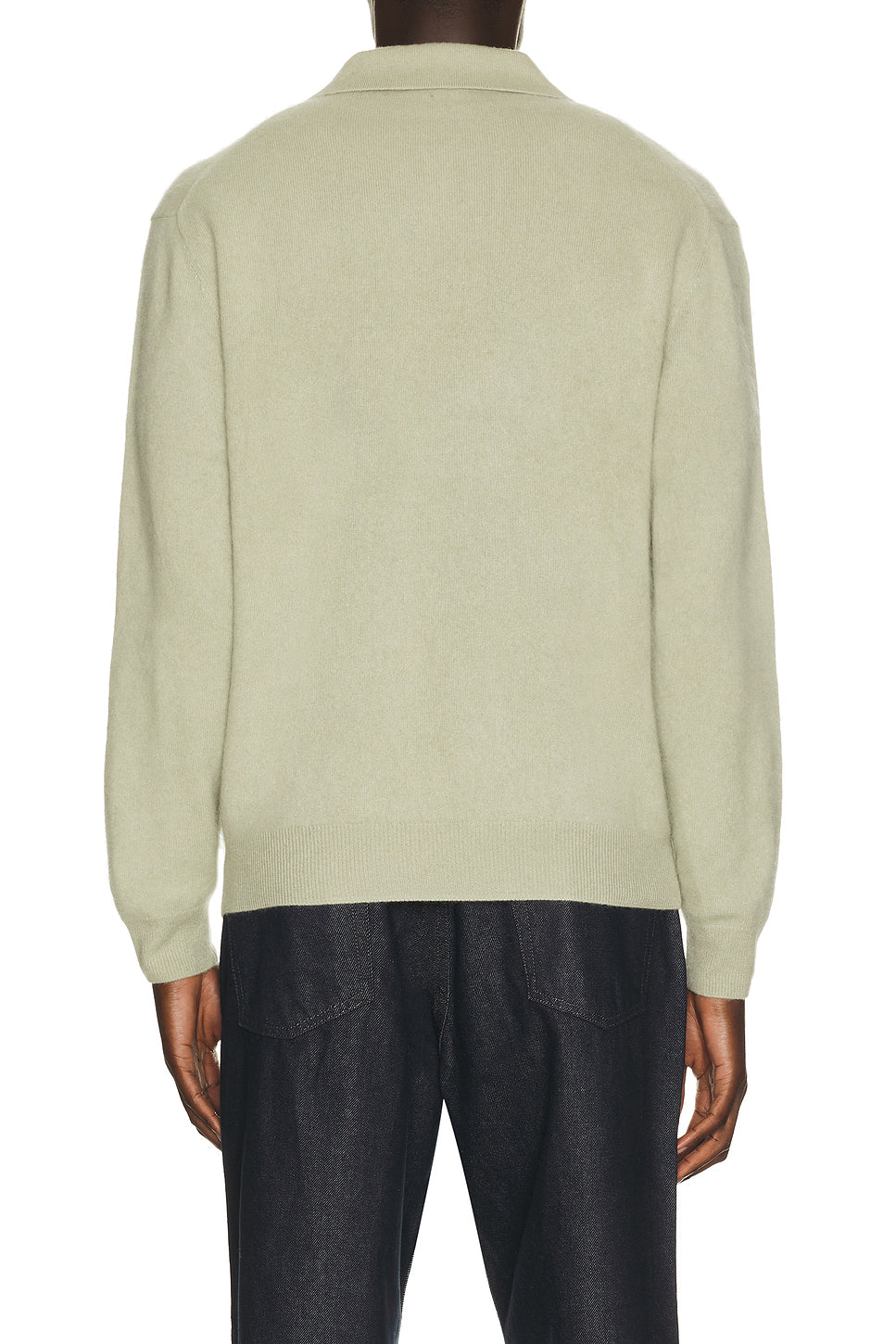Brushed Cashmere Blend Polo Sweater