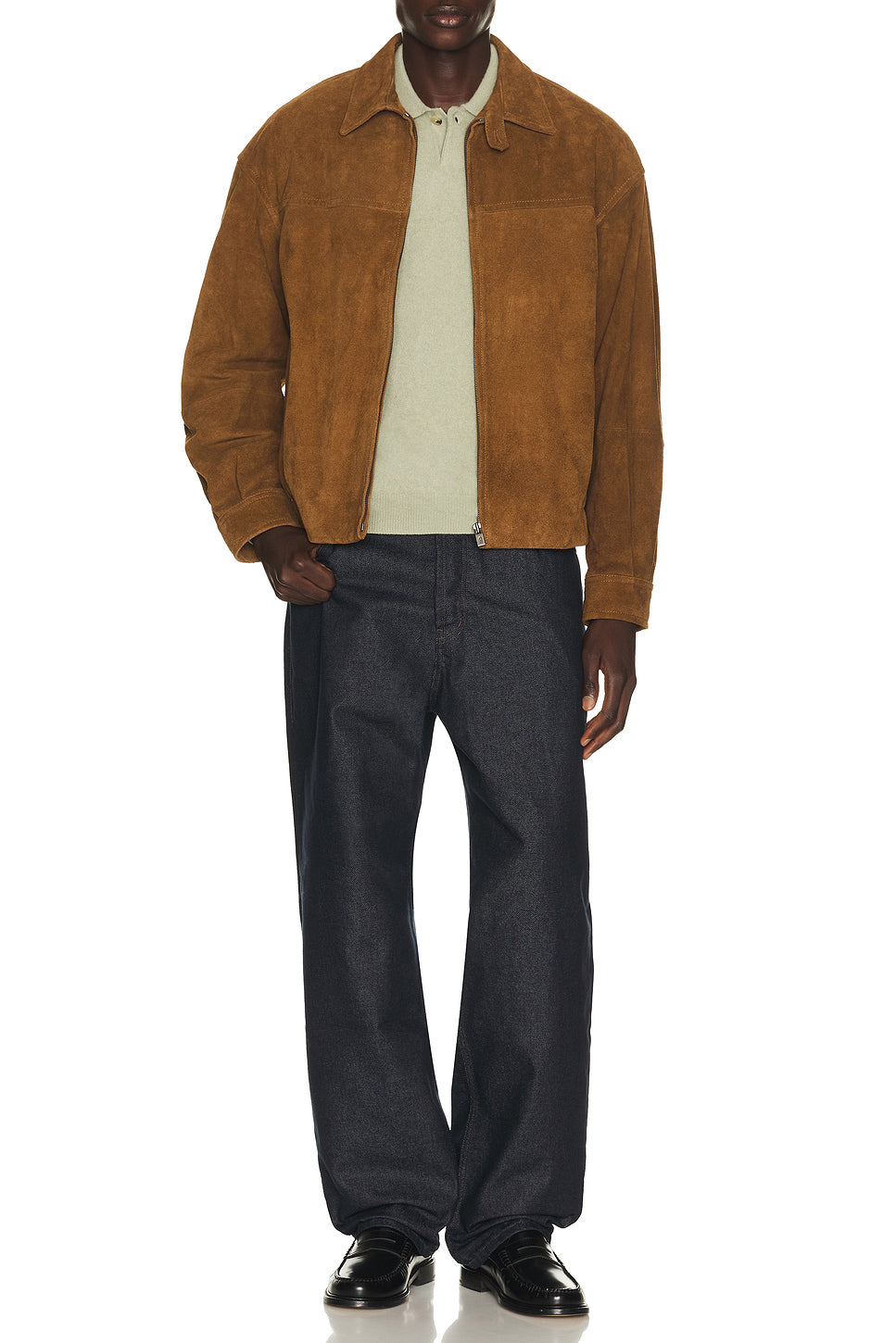 Brushed Cashmere Blend Polo Sweater