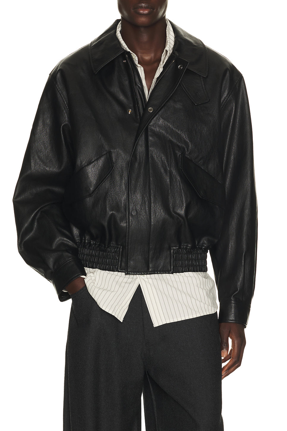 Faux Leather Zip Blouson
