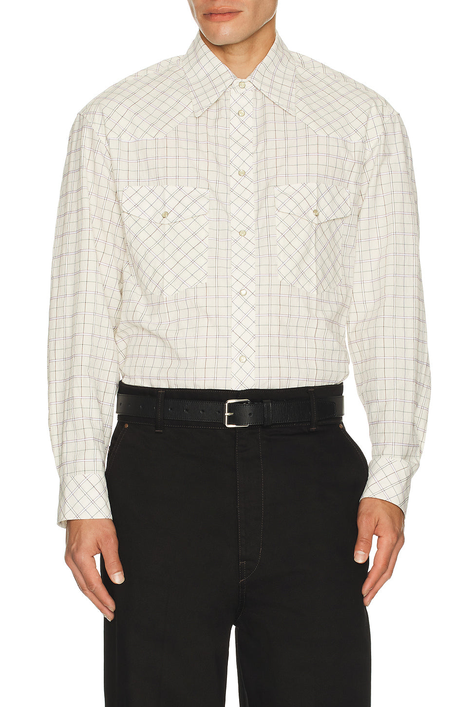 Textured Cotton Check Western Check Shirt