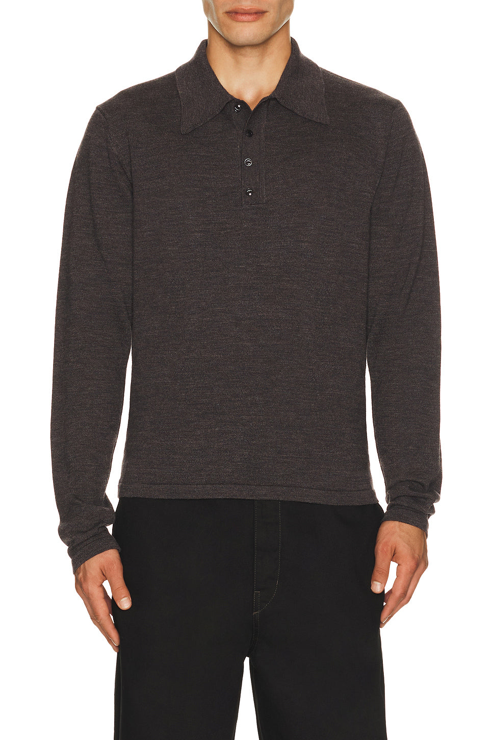 Long Sleeve Knitted Polo Top