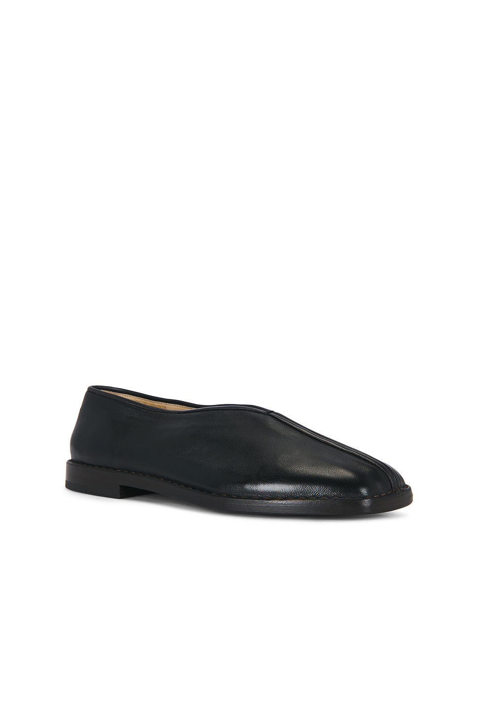 Shiny Nappa Lamb Flat Piped Slippers