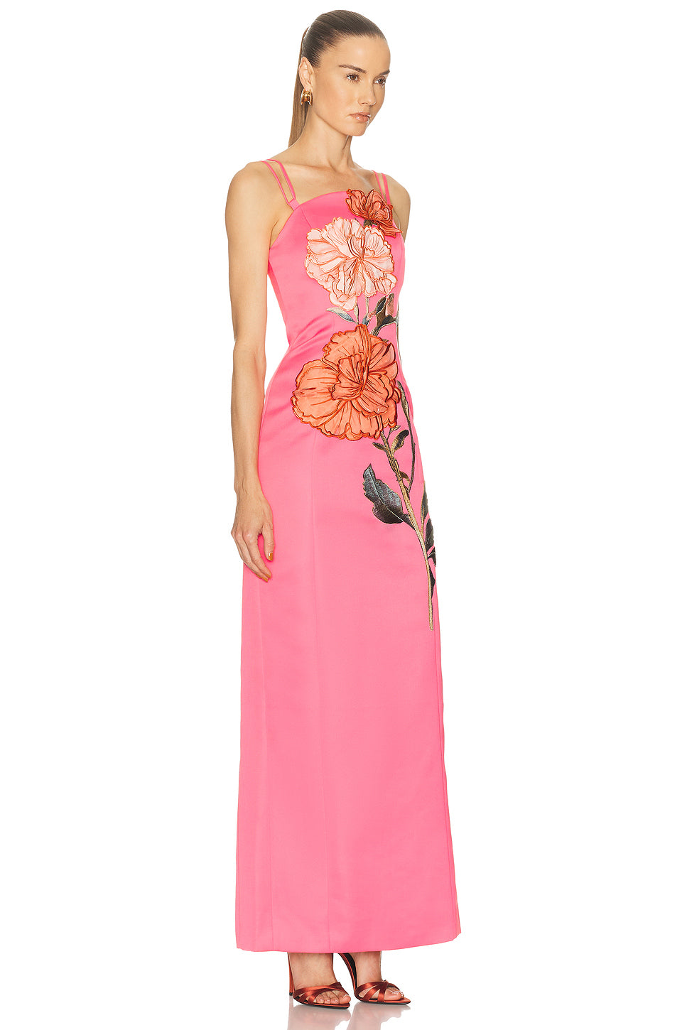 Arianna Applique Floral Maxi Dress in Peony Print