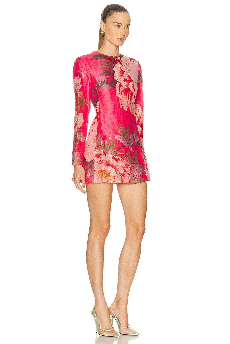 Aliza Long Sleeve Mini Dress in Peony Print