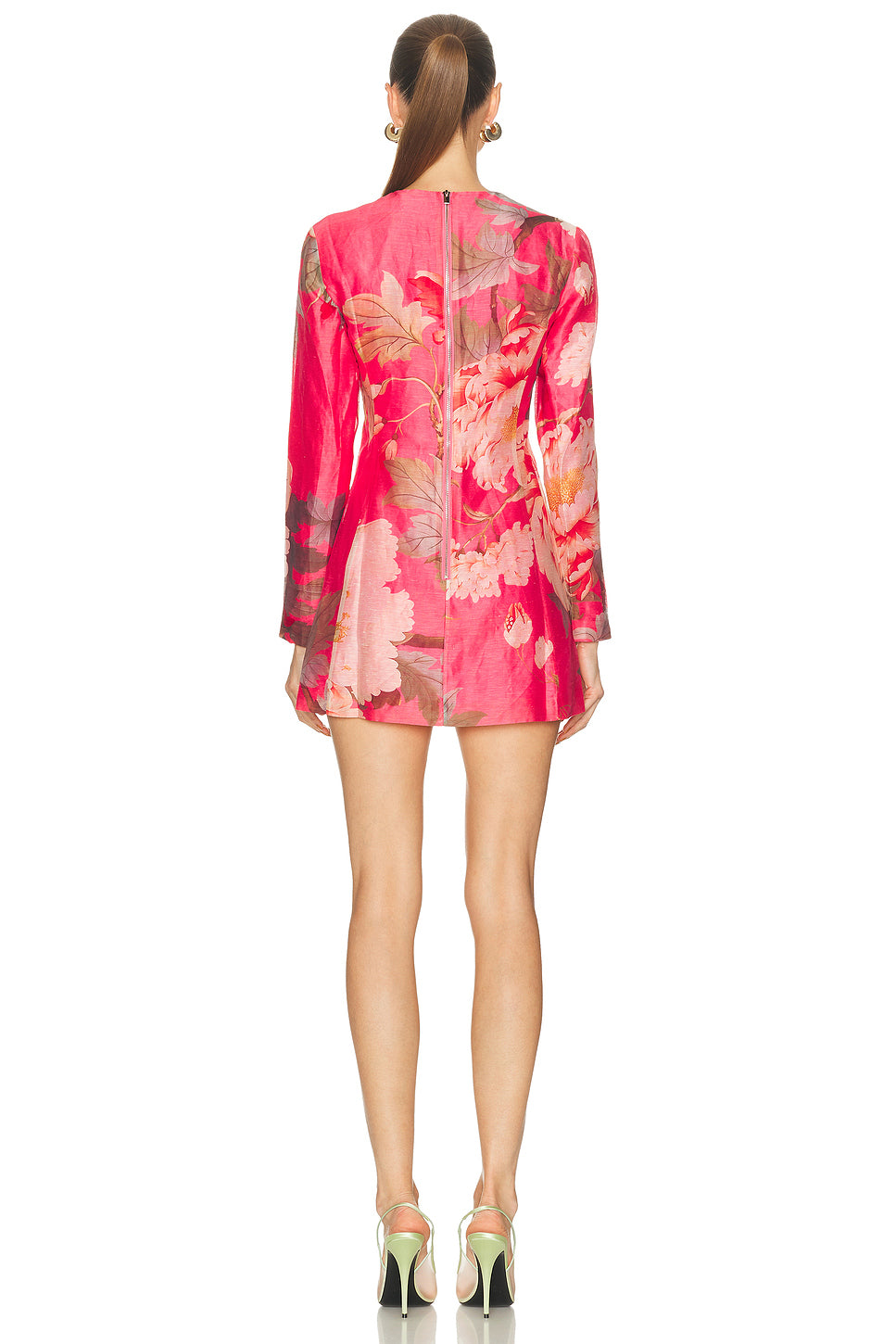 Aliza Long Sleeve Mini Dress in Peony Print