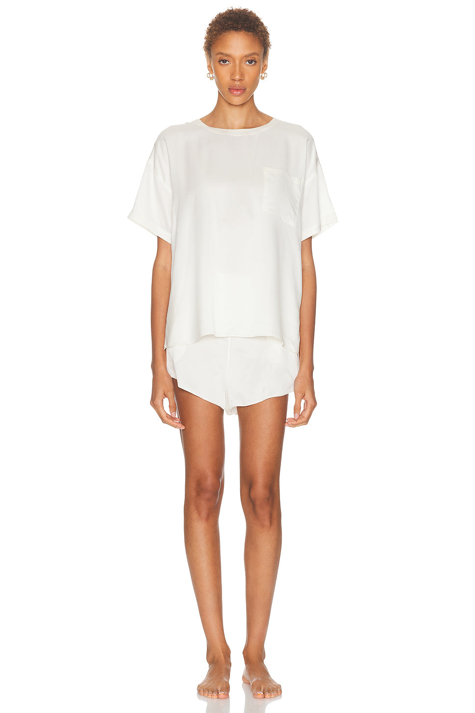 Washable Silk Tee Short Pajama Set