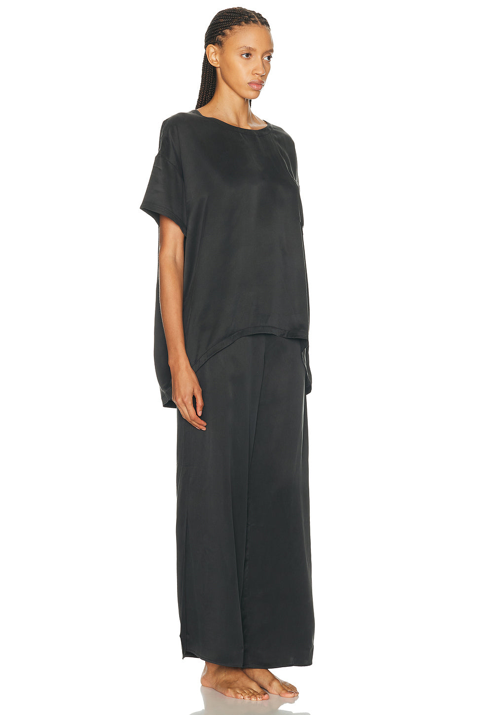 Washable Silk Tee Pant Pajama Set