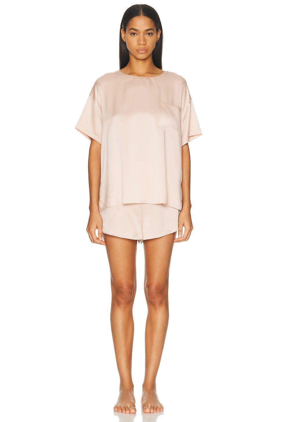 Washable Silk Tee Short Pajama Set