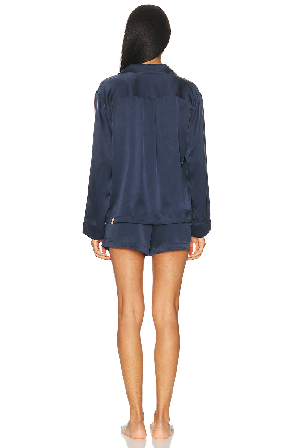 Washable Silk Button Up Long Sleeve Short Pajama Set