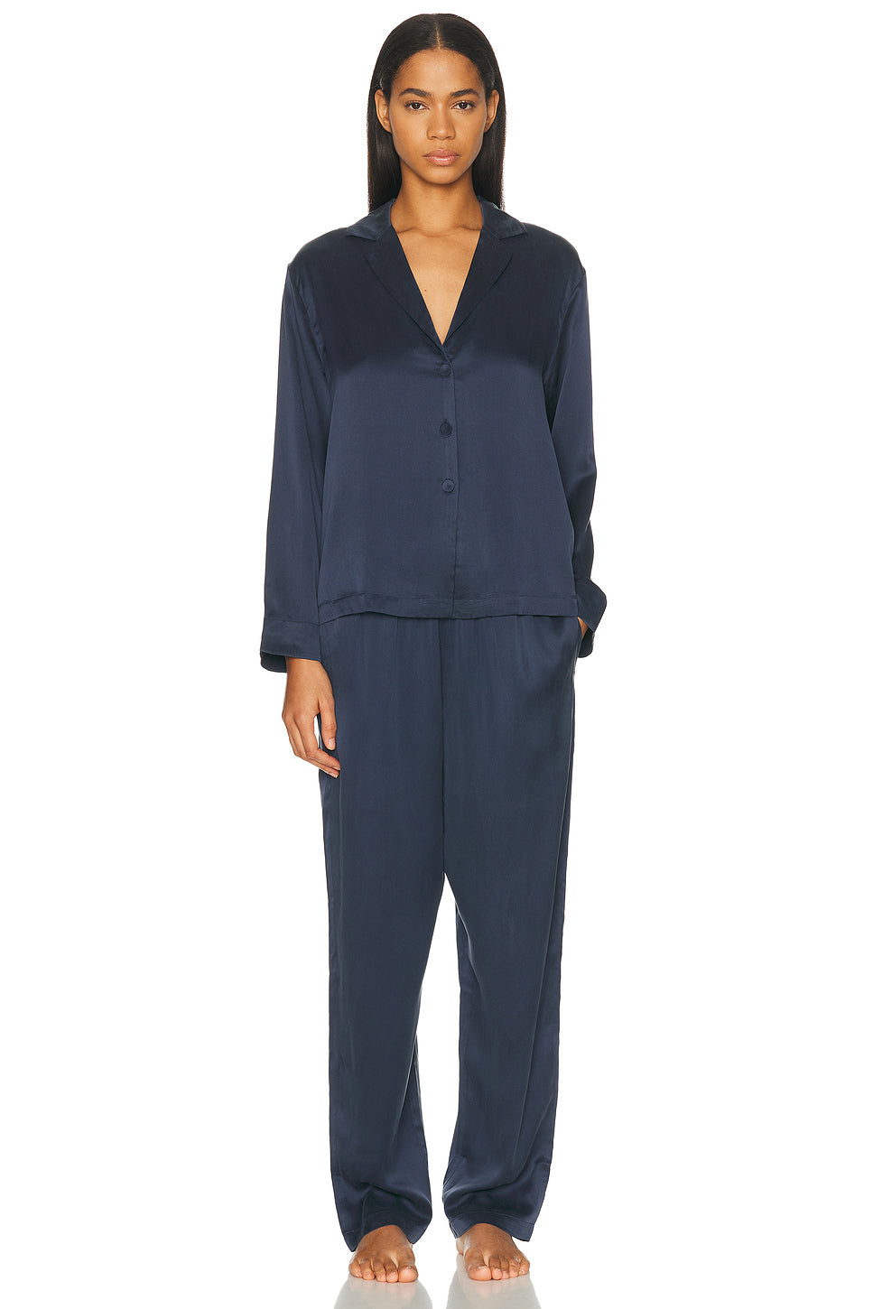 Washable Silk Long Sleeve Pant Pajama Set