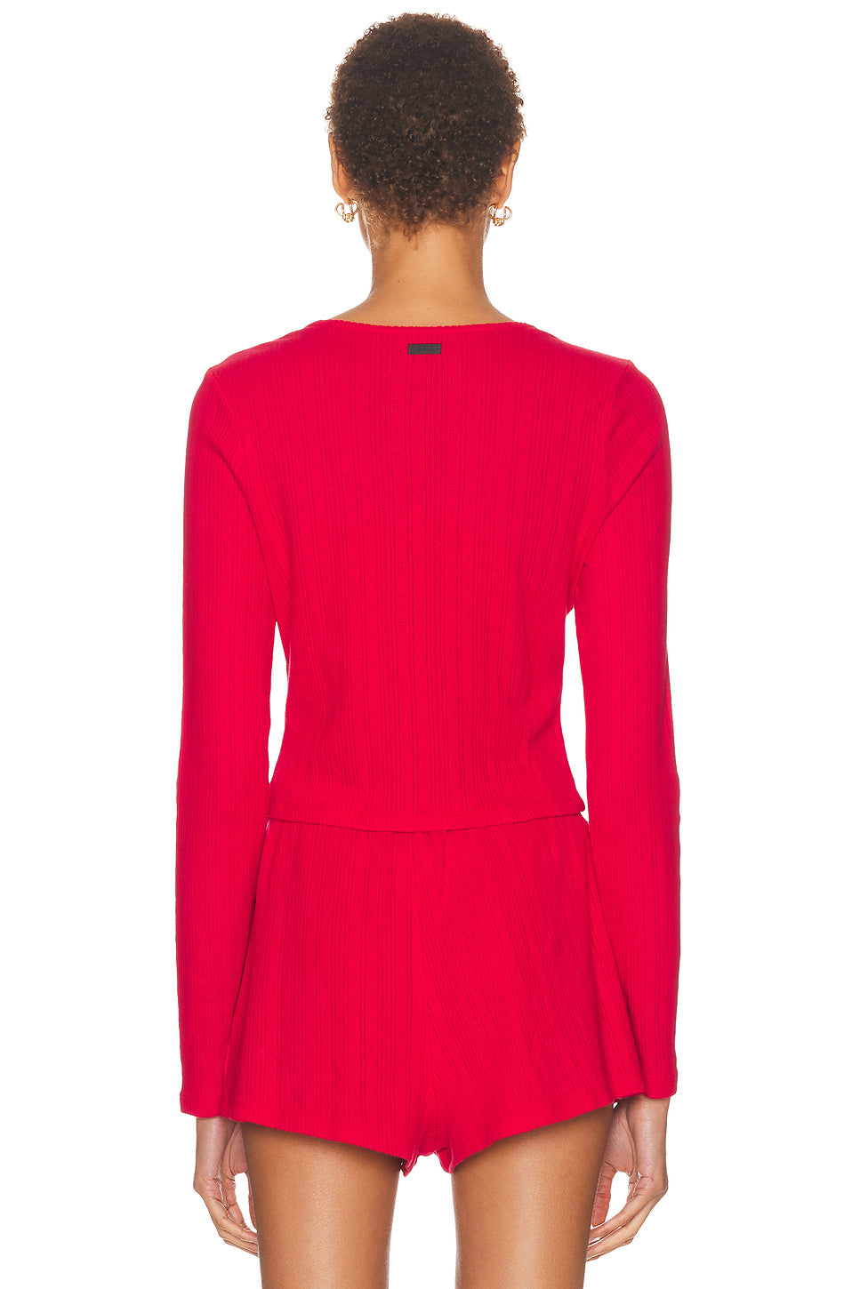 Pointelle Crew Neck Cardigan