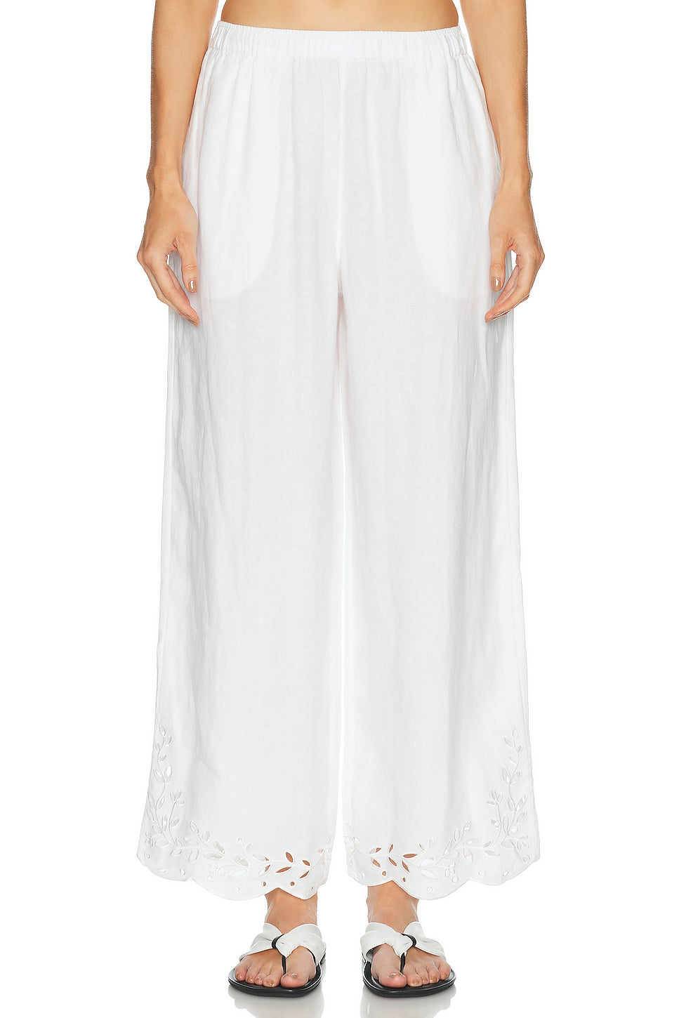 Linen Embroidered Eyelet Pant