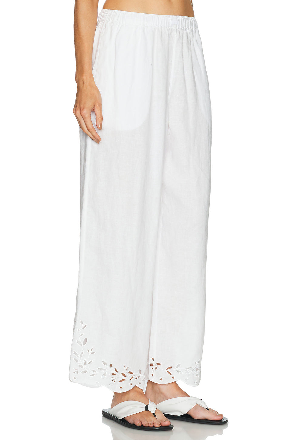 Linen Embroidered Eyelet Pant