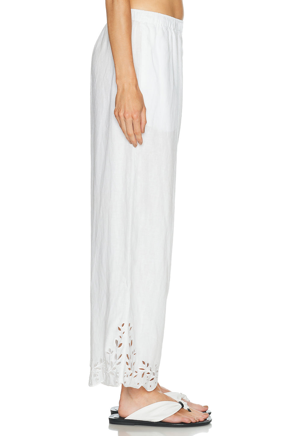 Linen Embroidered Eyelet Pant
