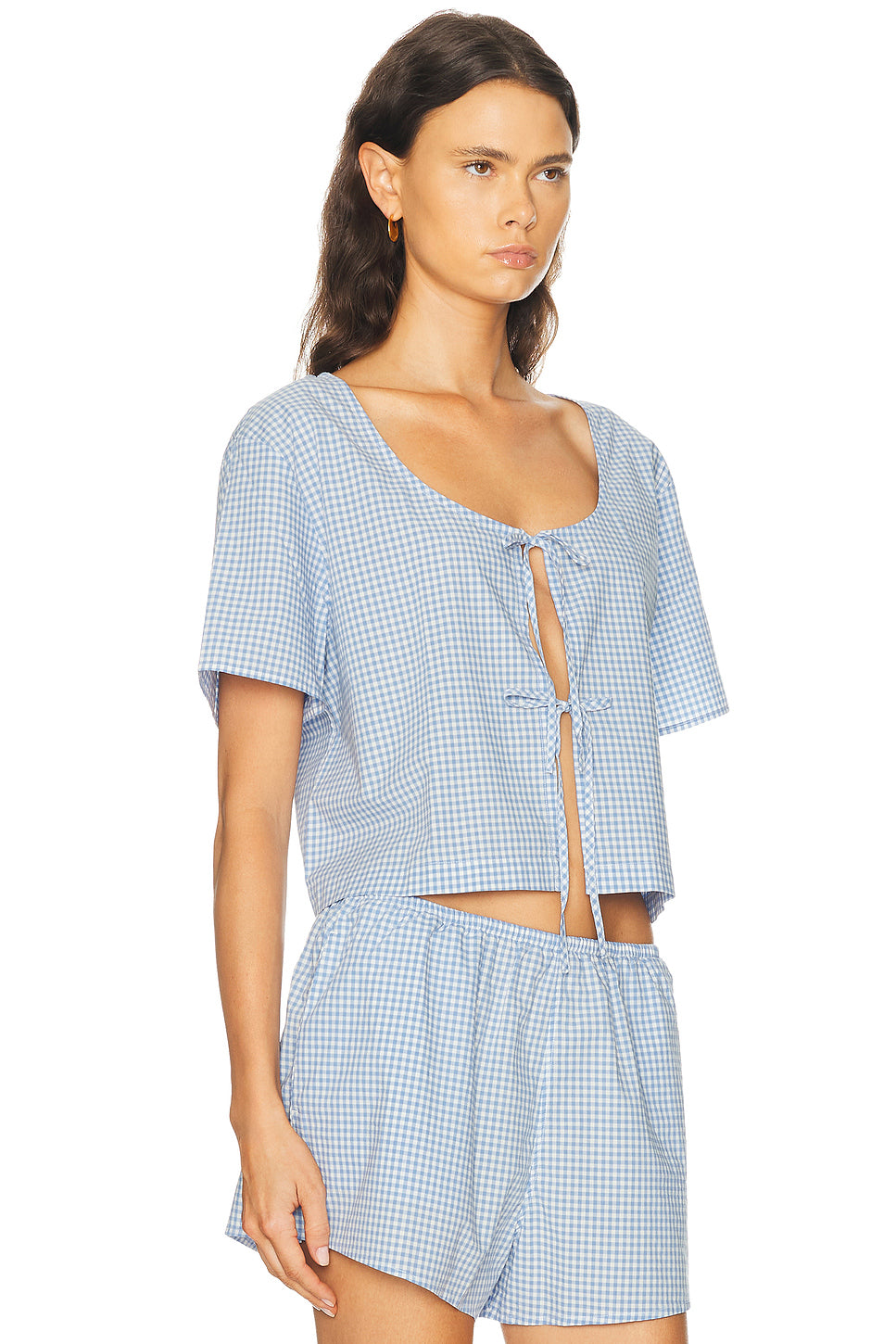 Airy Cotton Tie Front Top