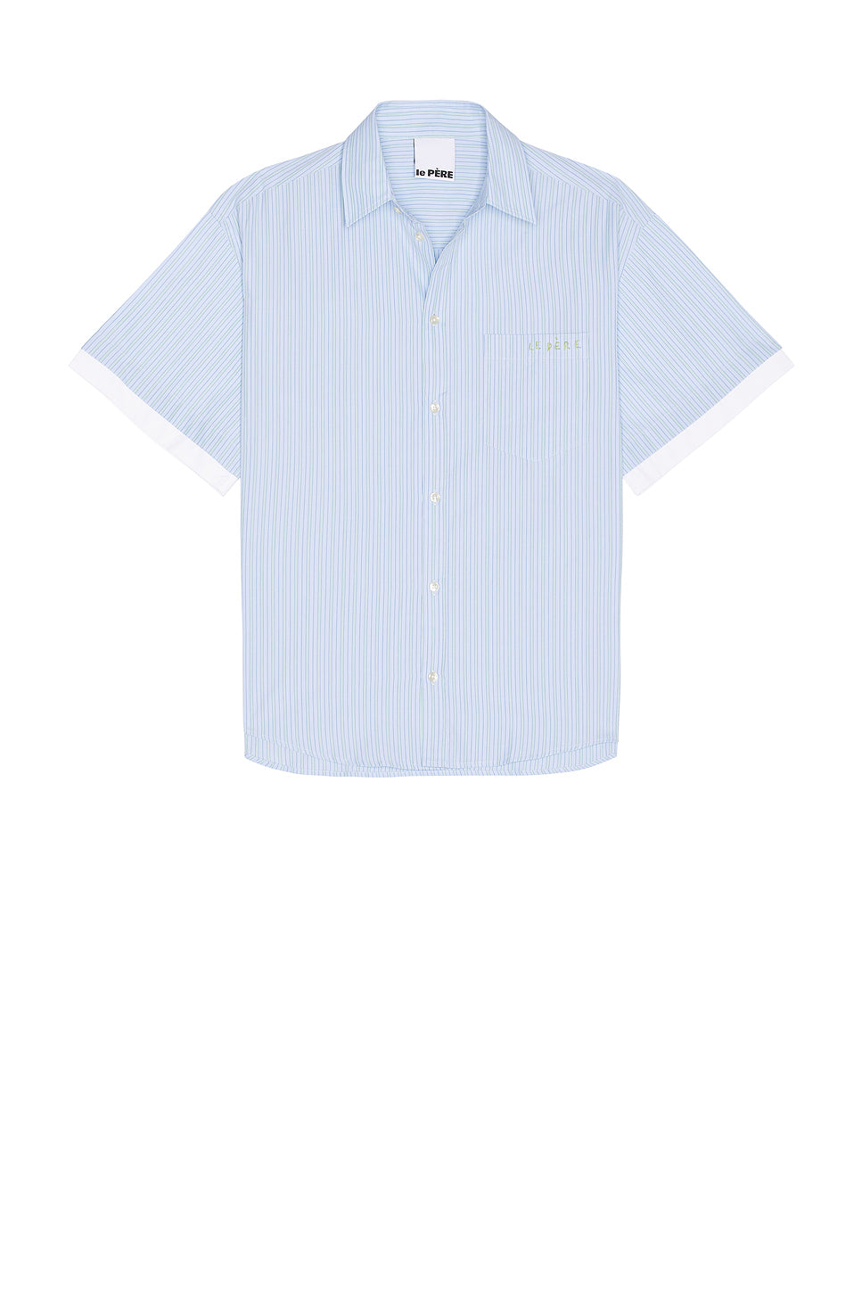 Le Pre Double Short Sleeve Button Down Shirt in Blue