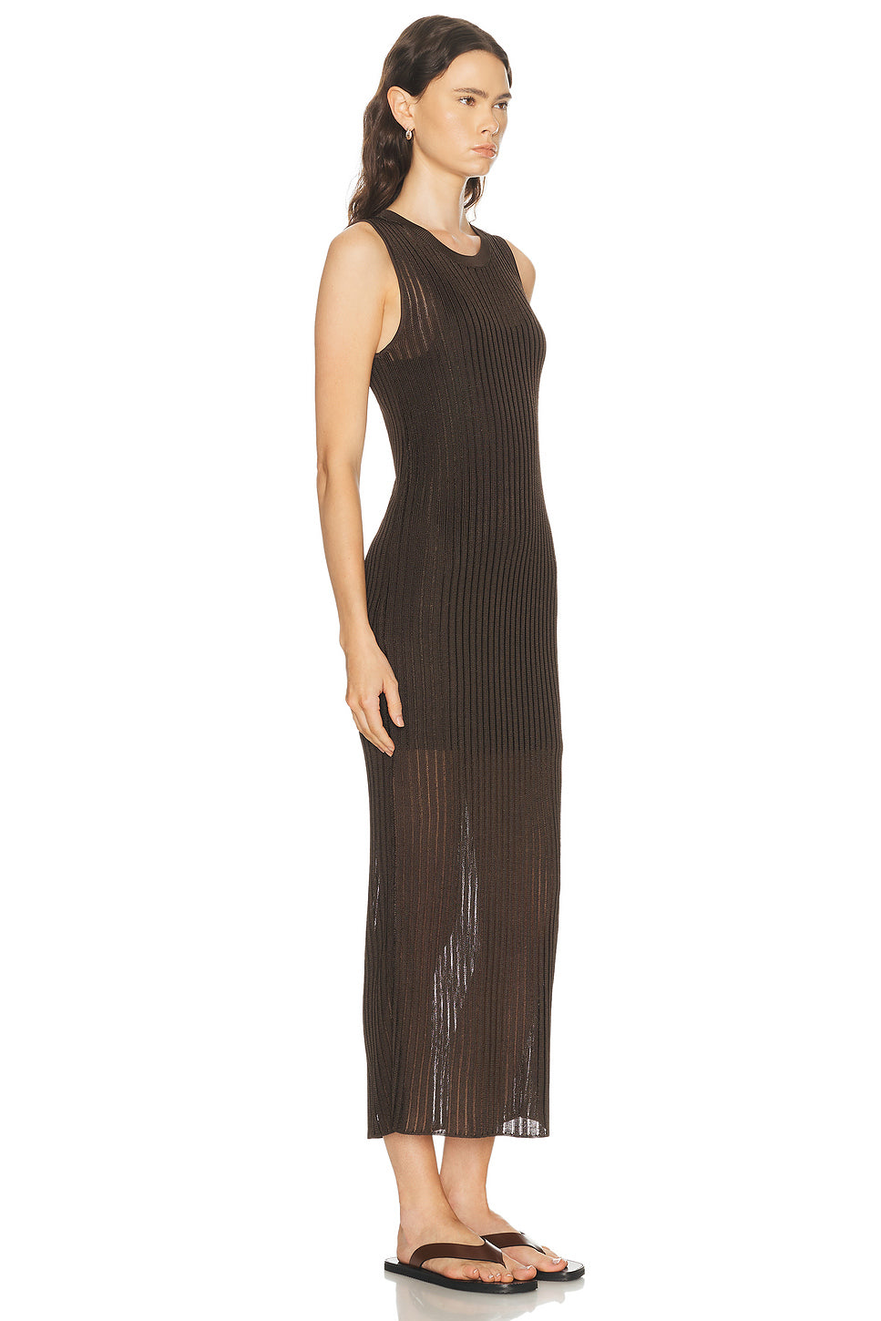 Icaria Loose Fit Semi Transparent Sleeveless Midi Dress