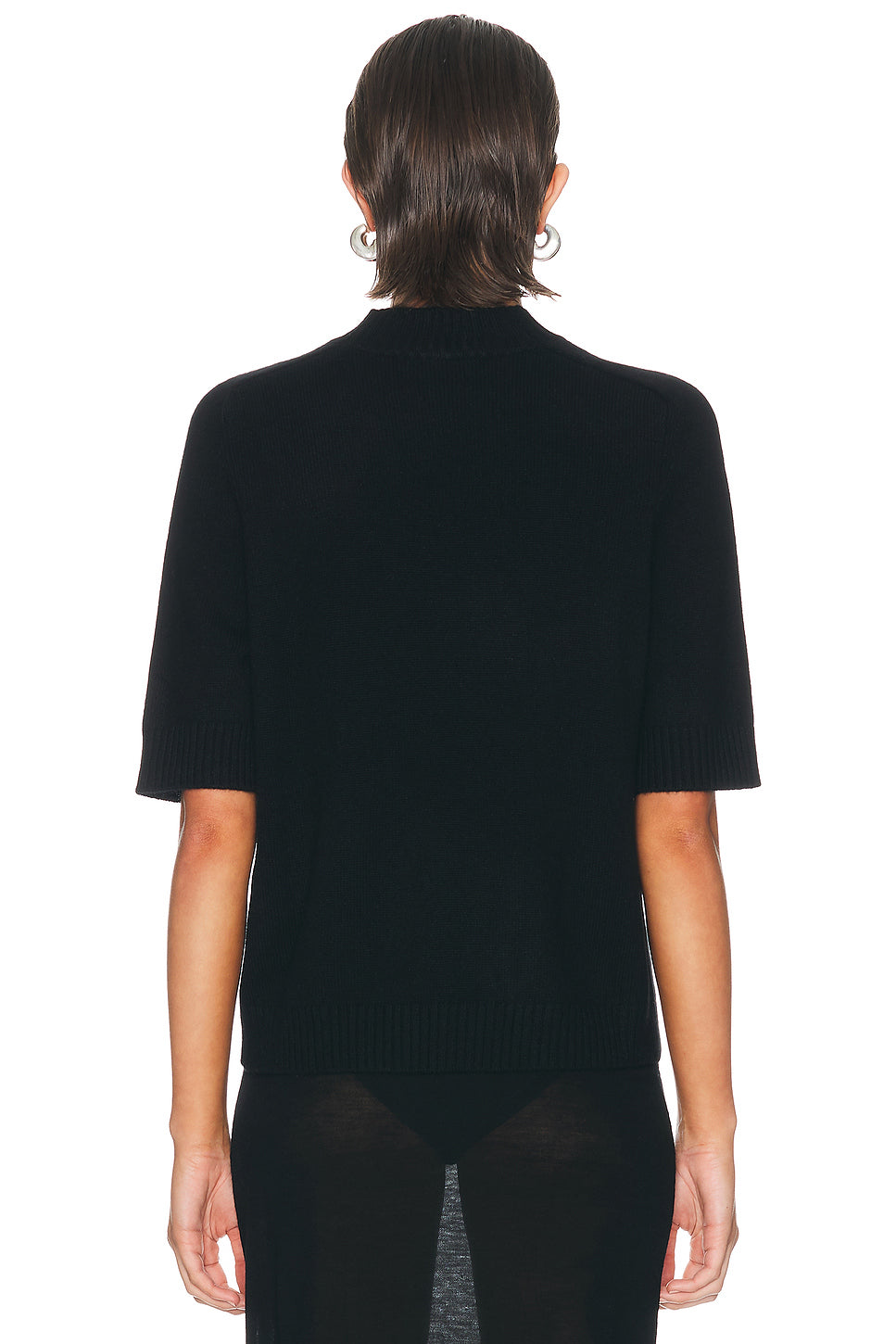 Ruth High-Neck Short Saddle-Sleeve Top