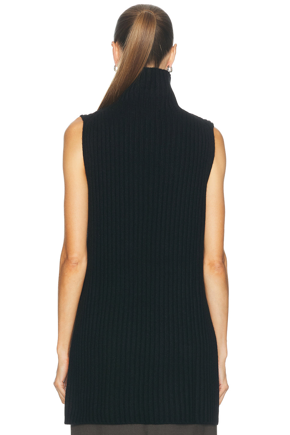 Becca High Neck Sweater Vest With Side Slits