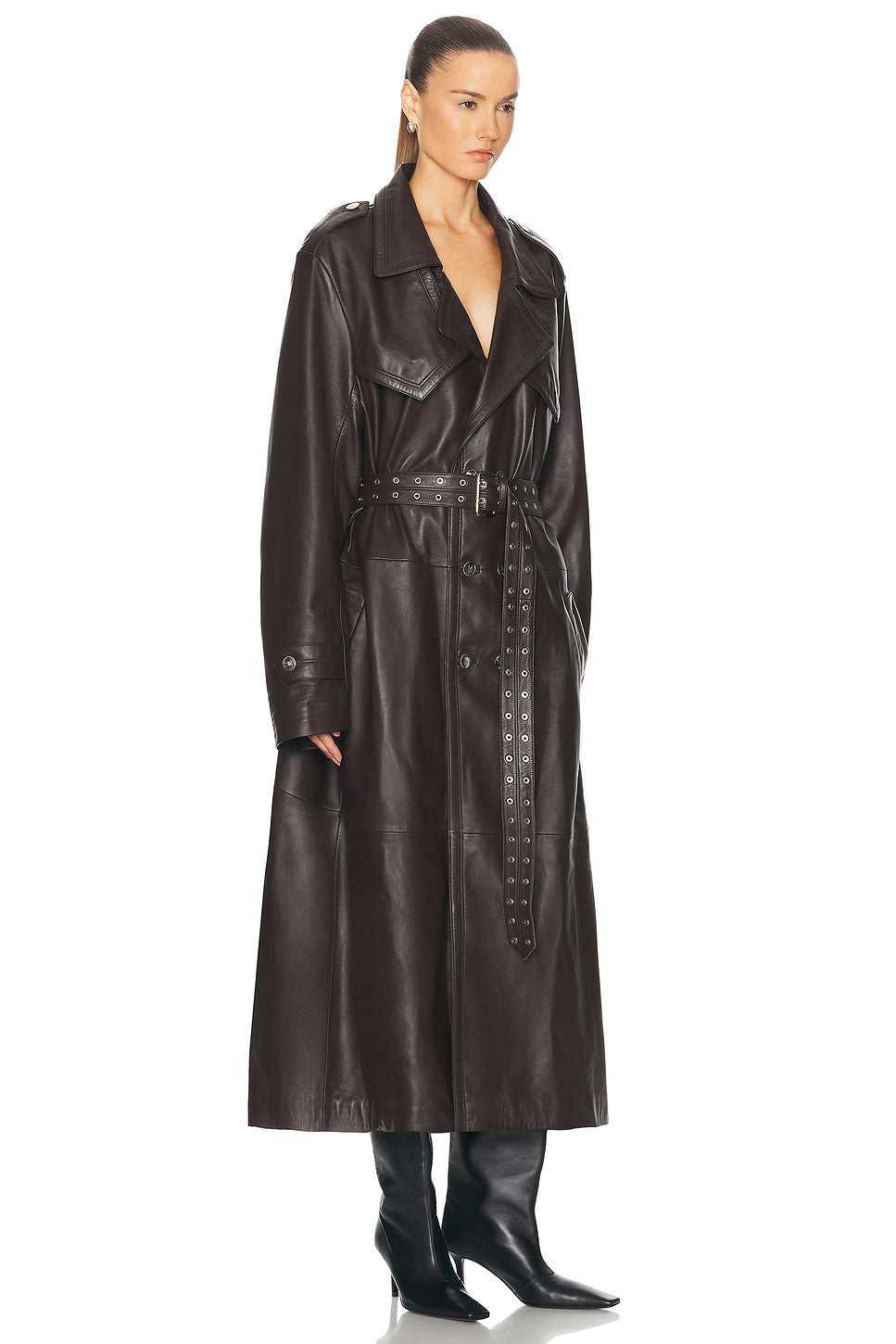 Amanda Trench Leather Coat