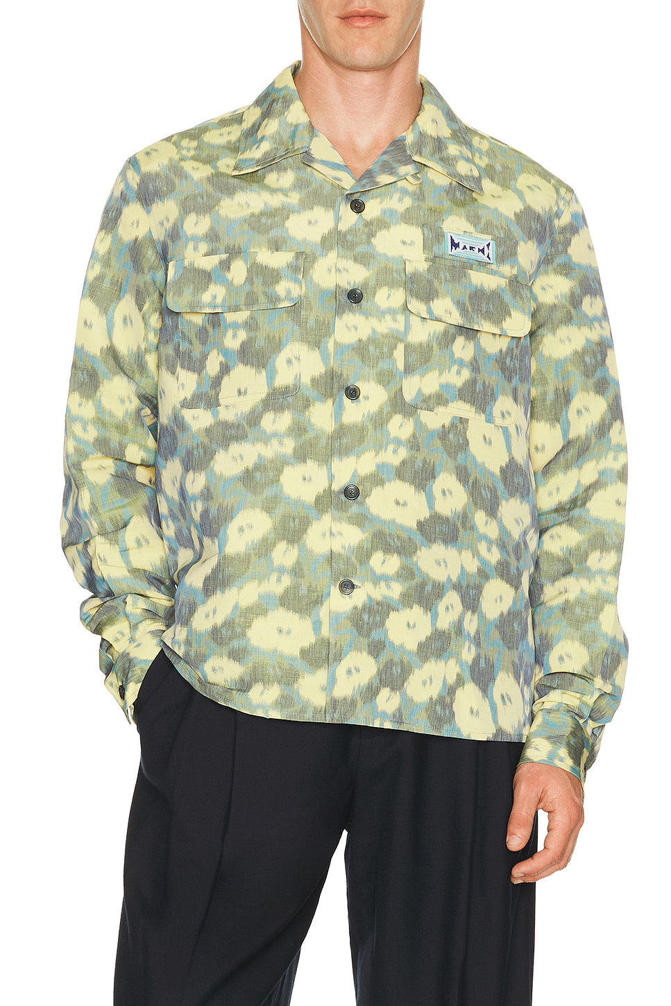 Floral Double Pocket Button Down Shirt