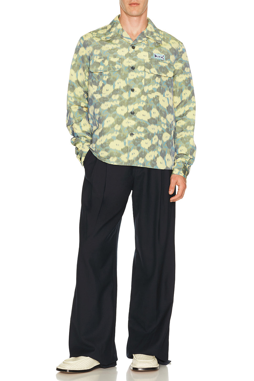 Floral Double Pocket Button Down Shirt