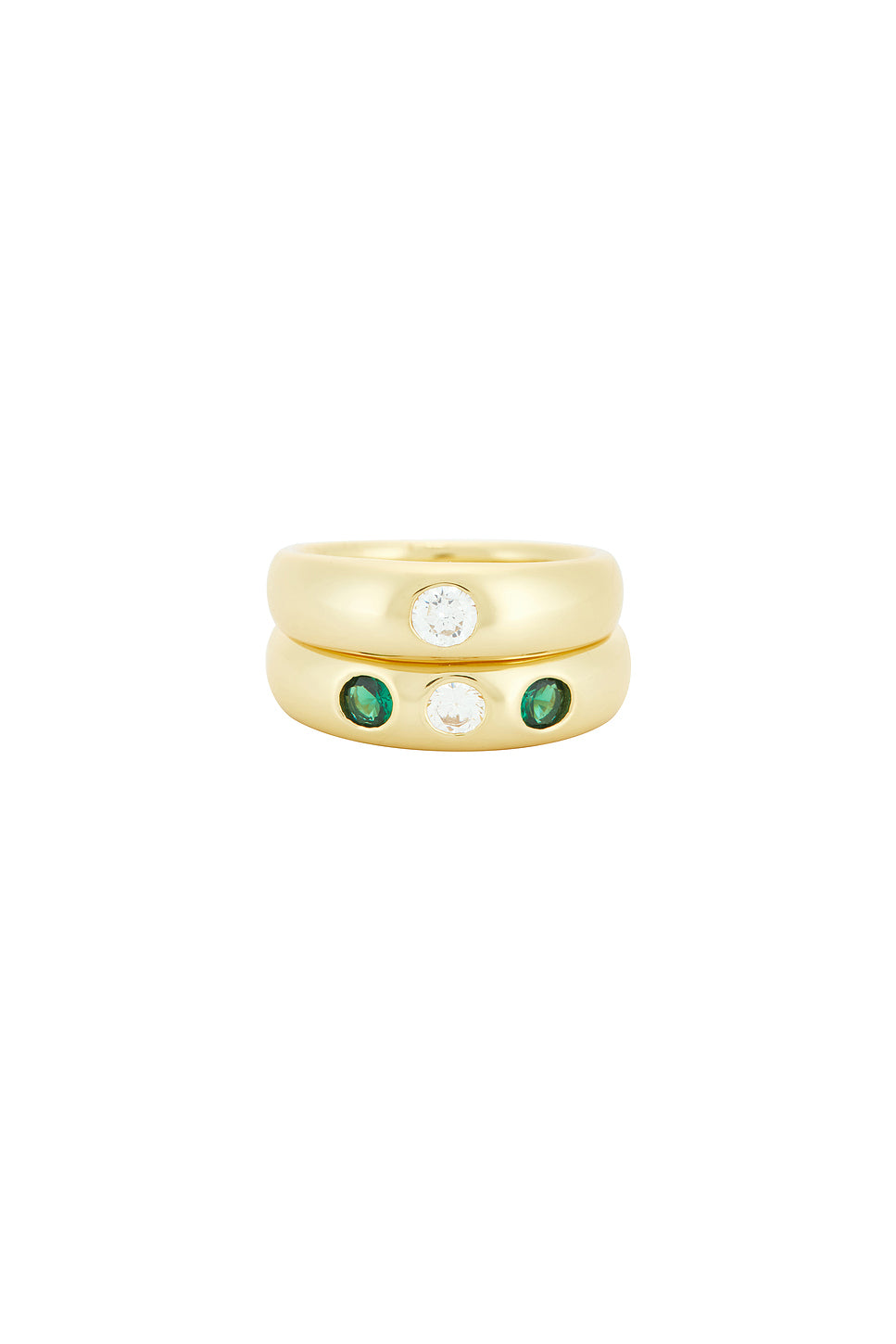 Emerald And Clear CZ Pinky Ring Set Of 2