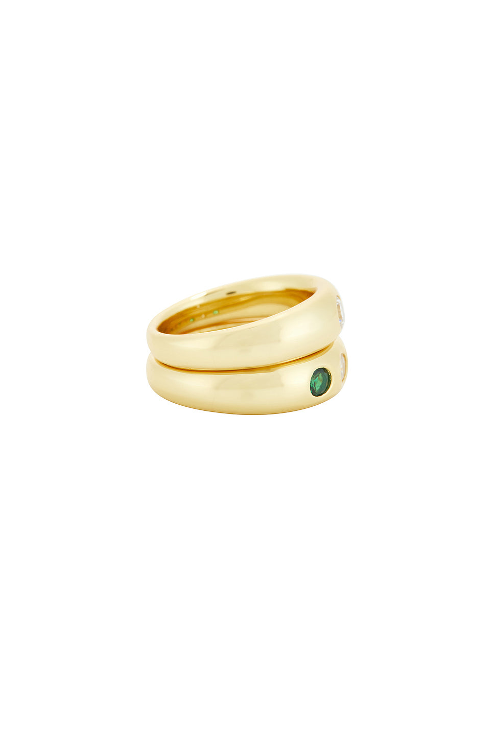 Emerald And Clear CZ Pinky Ring Set Of 2