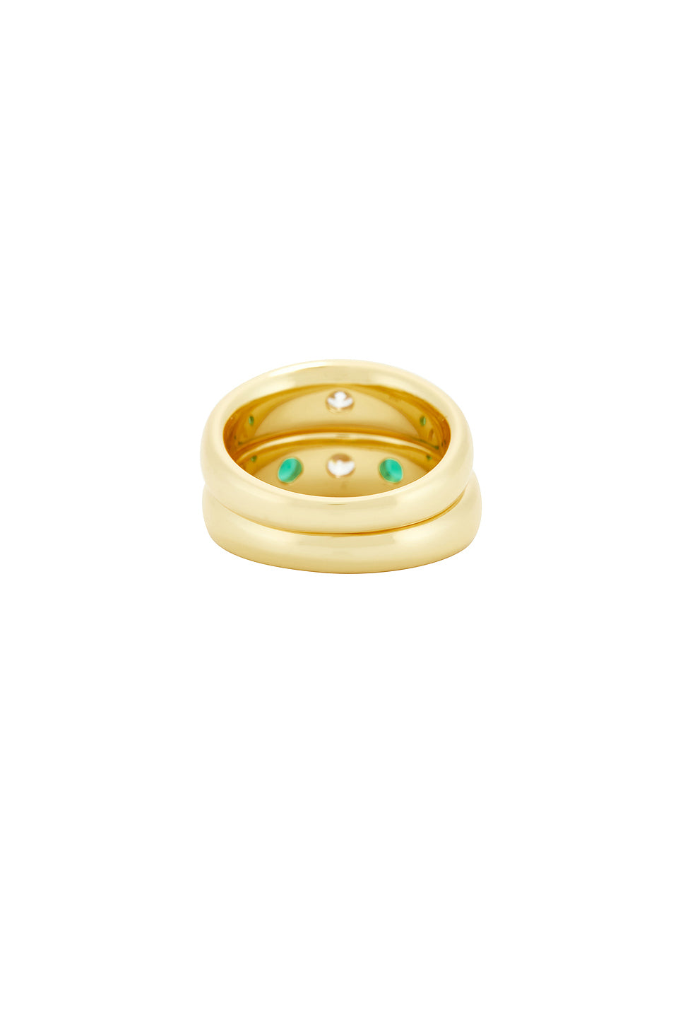 Emerald And Clear CZ Pinky Ring Set Of 2