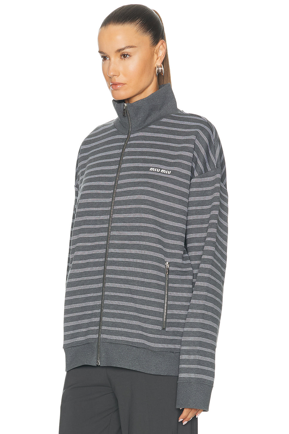 Felpa Righe Zip Up Jacket